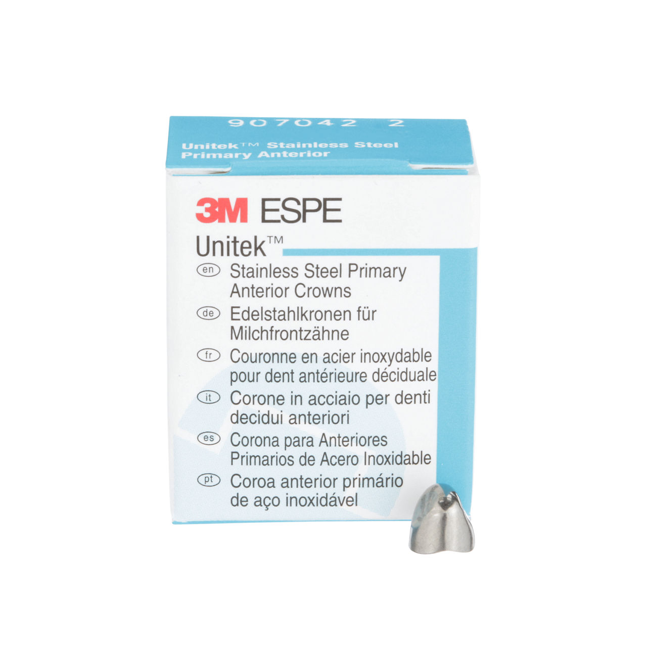 3M™ Unitek™ Stainless Steel Primary Anterior Crowns, 907042,UpperCuspid, Size 2, 5 Crowns