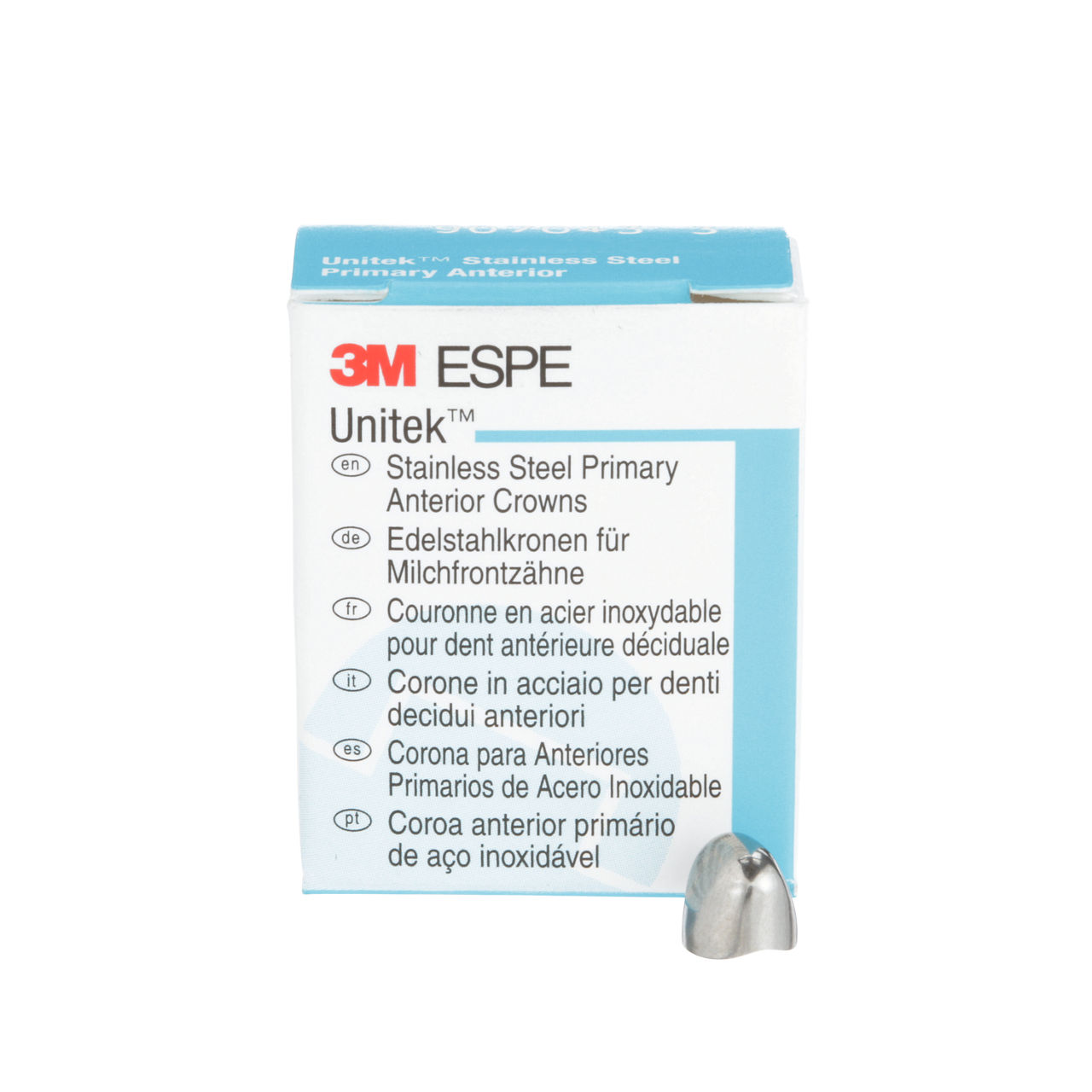 3M™ Unitek™ Stainless Steel Primary Anterior Crowns, 907043,UpperCuspid, Size 3, 5 Crowns