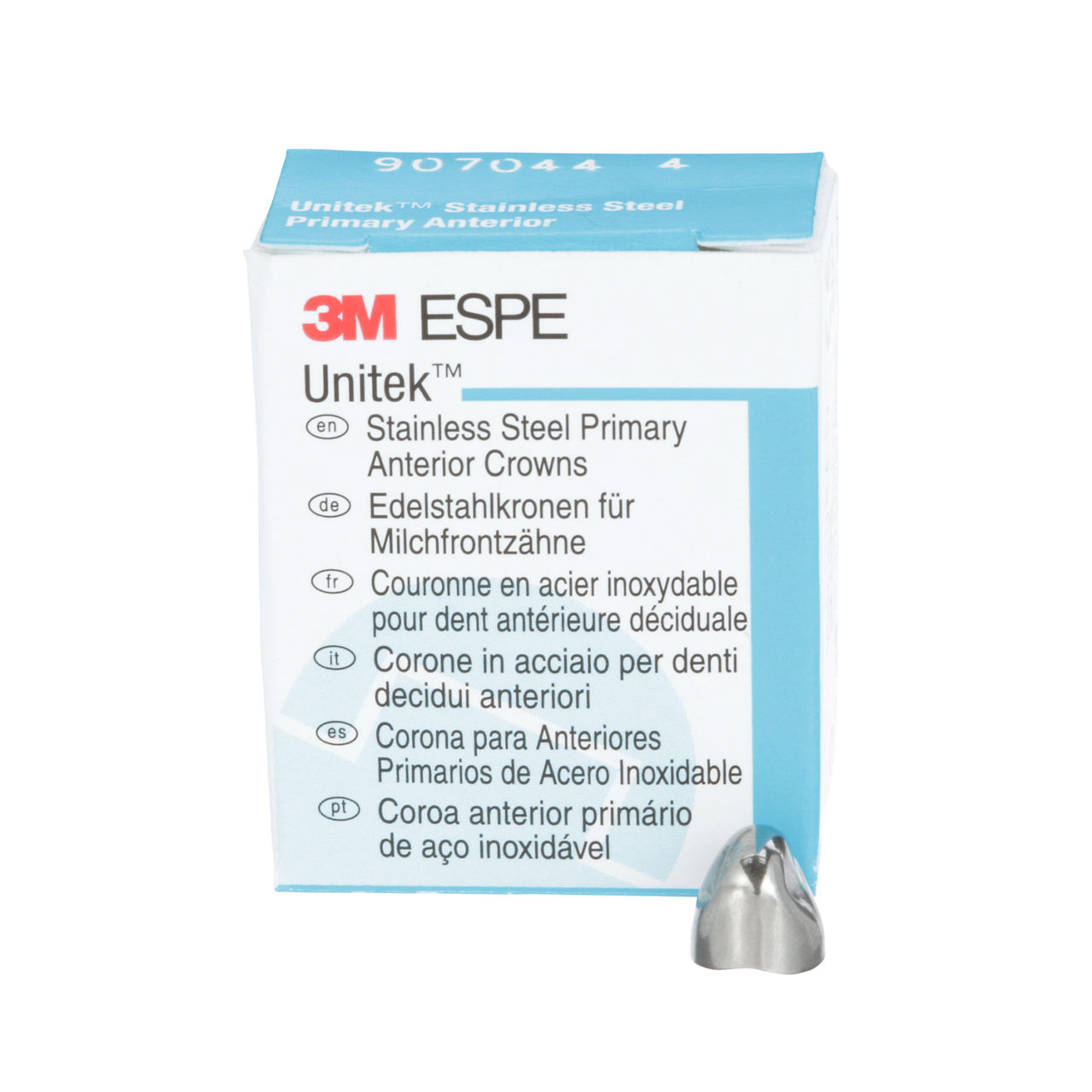 3M™ Unitek™ Stainless Steel Primary Anterior Crowns, 907044,UpperCuspid, Size 4, 5 Crowns