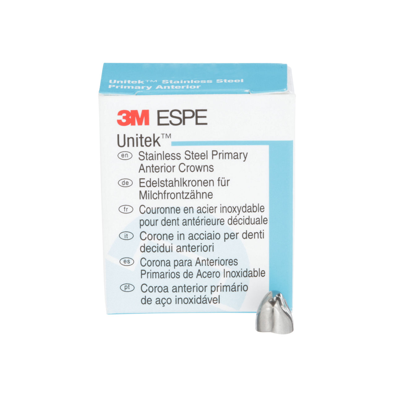 3M™ Unitek™ Stainless Steel Primary Anterior Crowns, 907051,LowerCuspid, Size 1, 5 Crowns