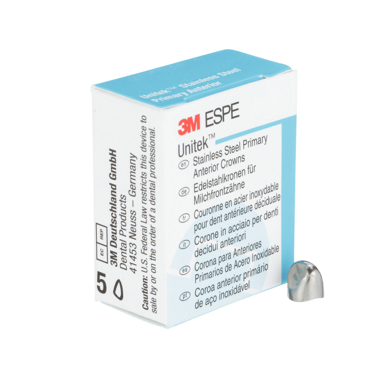 3M ESPE Unitek Stainless Steel Primary Anterior Crown, 907051, lower cuspid, size 1