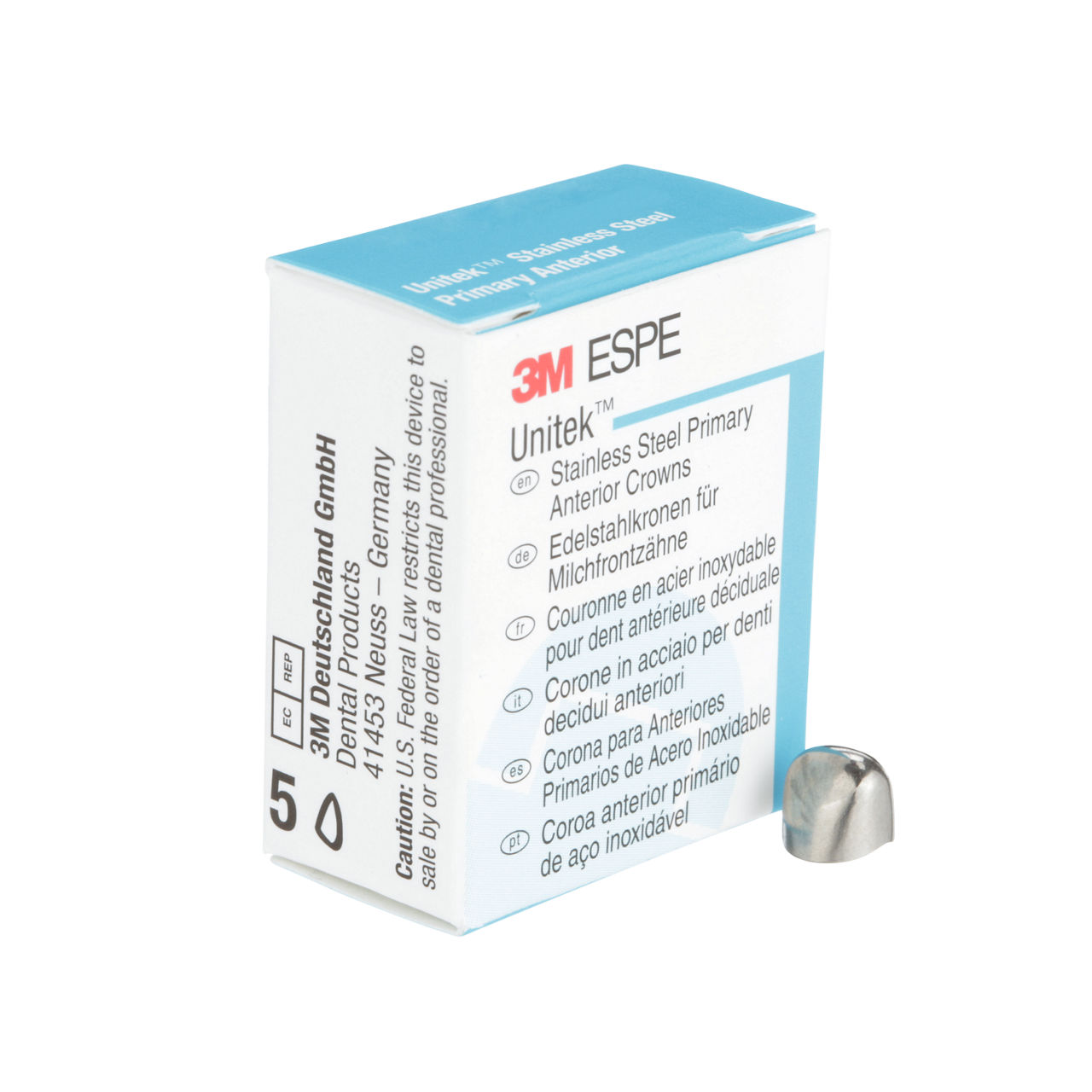 3M ESPE Unitek Stainless Steel Primary Anterior Crown, 907052, lower cuspid, size 2