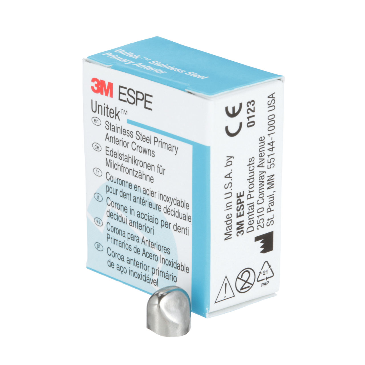 3M ESPE Unitek Stainless Steel Primary Anterior Crown, 907054, lower cuspid, size 4