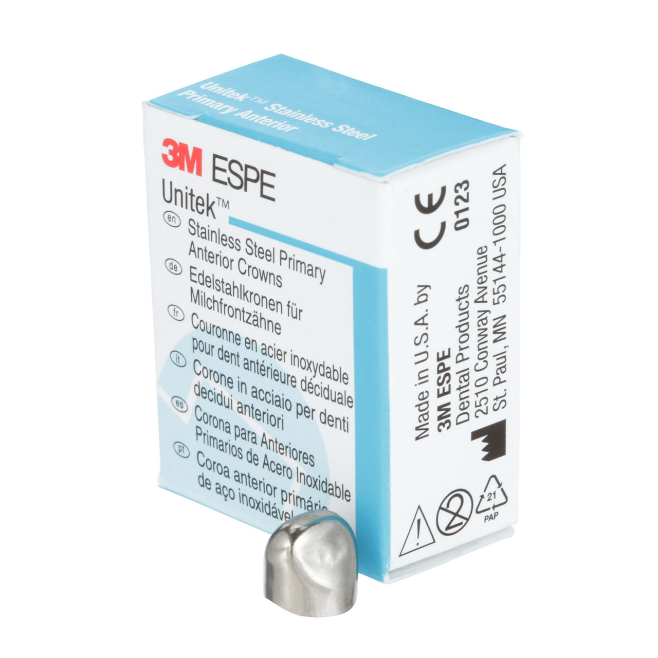 3M ESPE Unitek Stainless Steel Primary Anterior Crown, 907056, lower cuspid, size 6