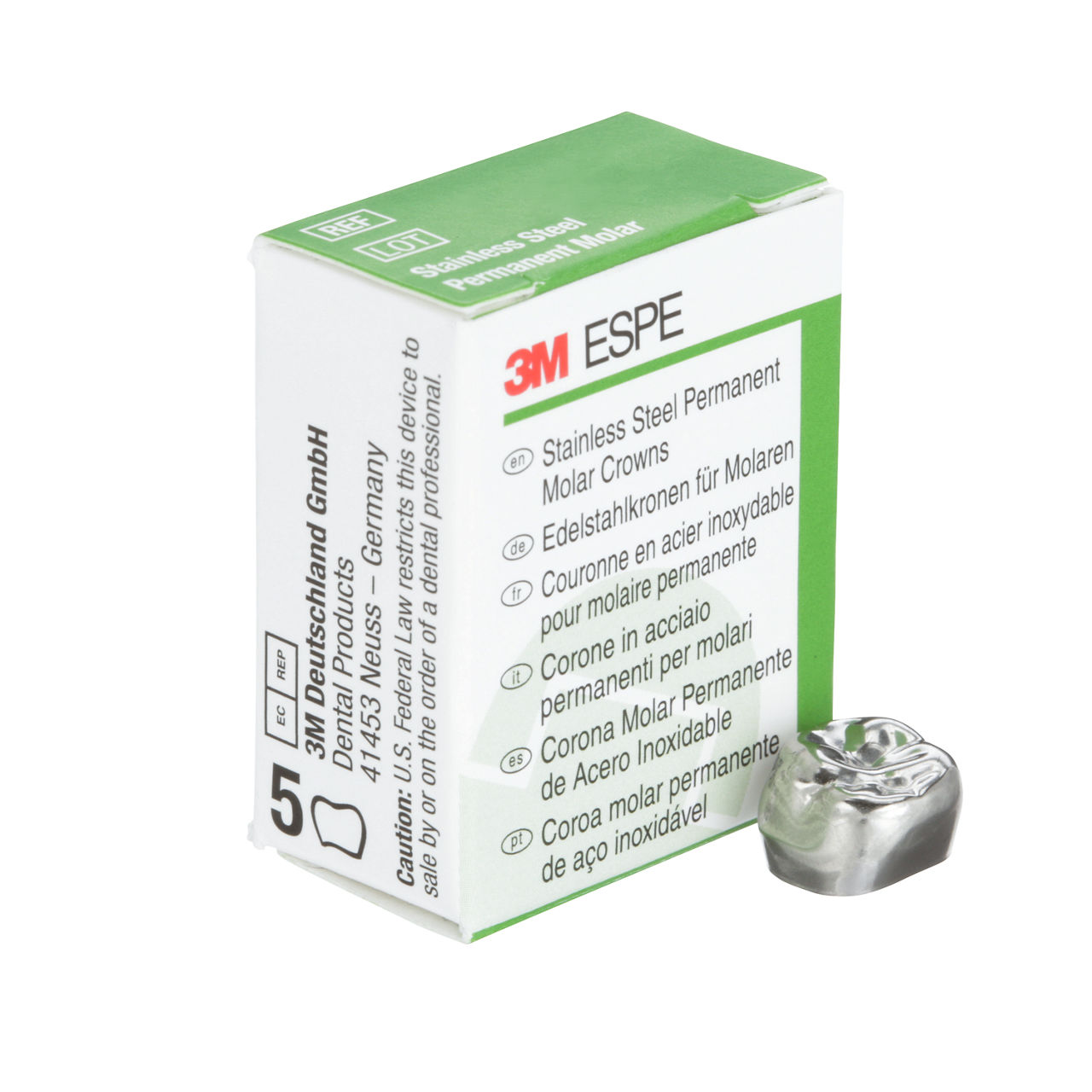3M ESPE Stainless Steel First Permanent Molar Replacement Crown, 6-UR-2, upper right
