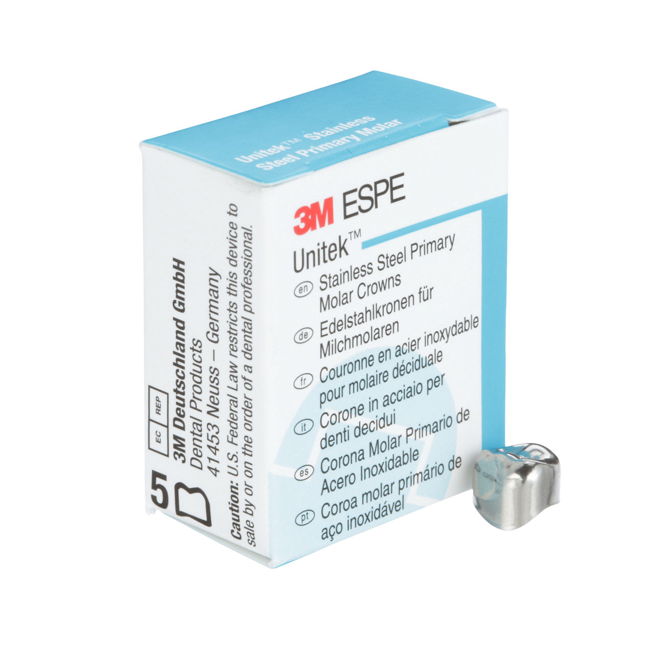 3M ESPE Unitek Stainless Steel First Primary Molar Crown, 900124, upper right, size 4