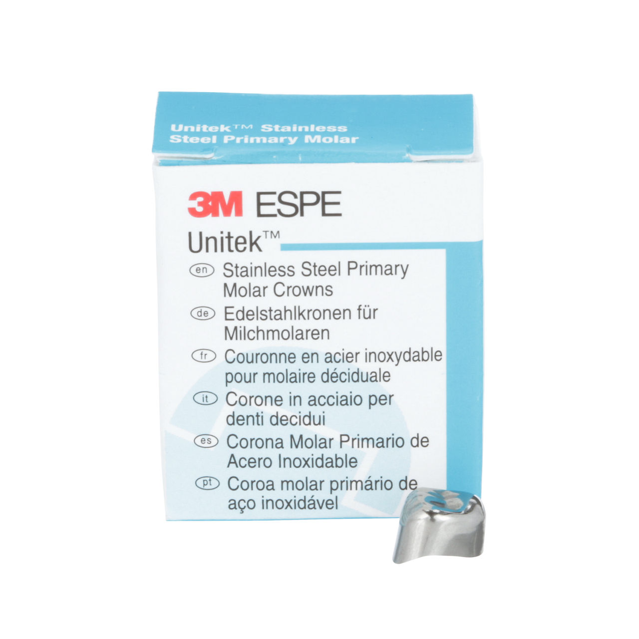 3M™ Unitek™ Stainless Steel Primary Molar Crowns, 900123, Upper RightFirst Primary Molar, Size 3, 5 Crowns