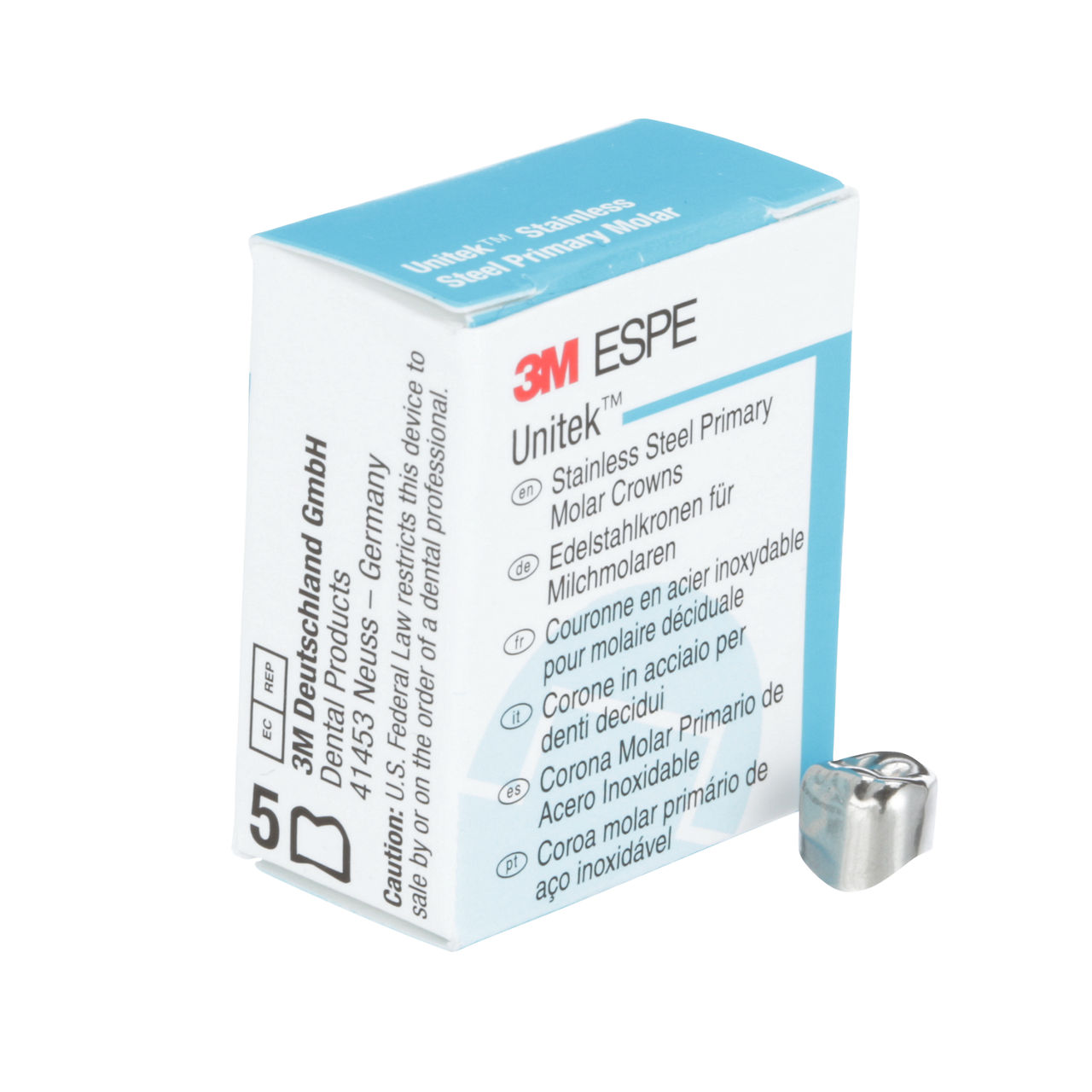 3M ESPE Unitek Stainless Steel First Primary Molar Crown, 900123, upper right, size 3