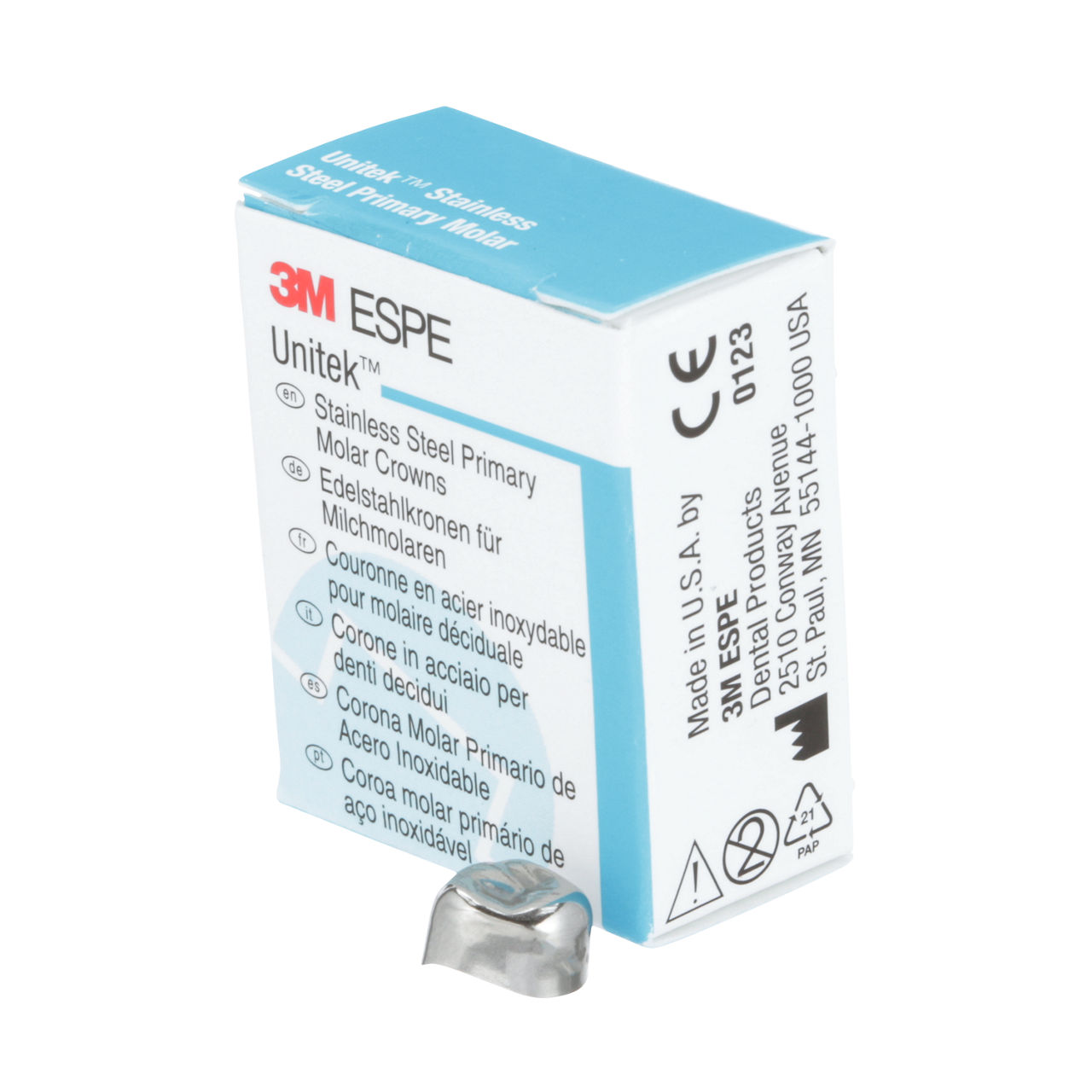 3M ESPE Unitek Stainless Steel First Primary Molar Crown, 900123, upper right, size 3