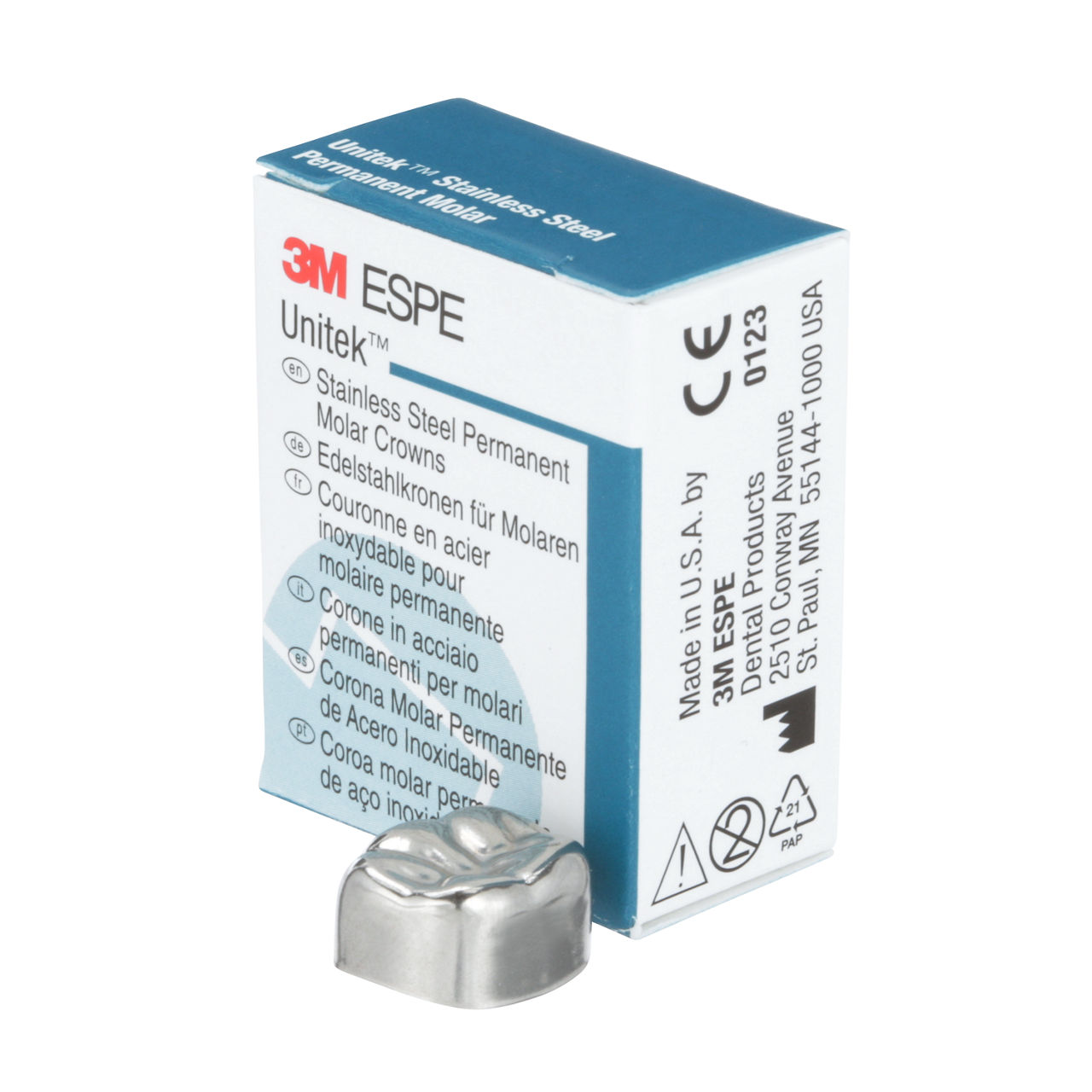 3M ESPE Unitek Stainless Steel First Permanent Molar Crown, 900347, lower right, size 7