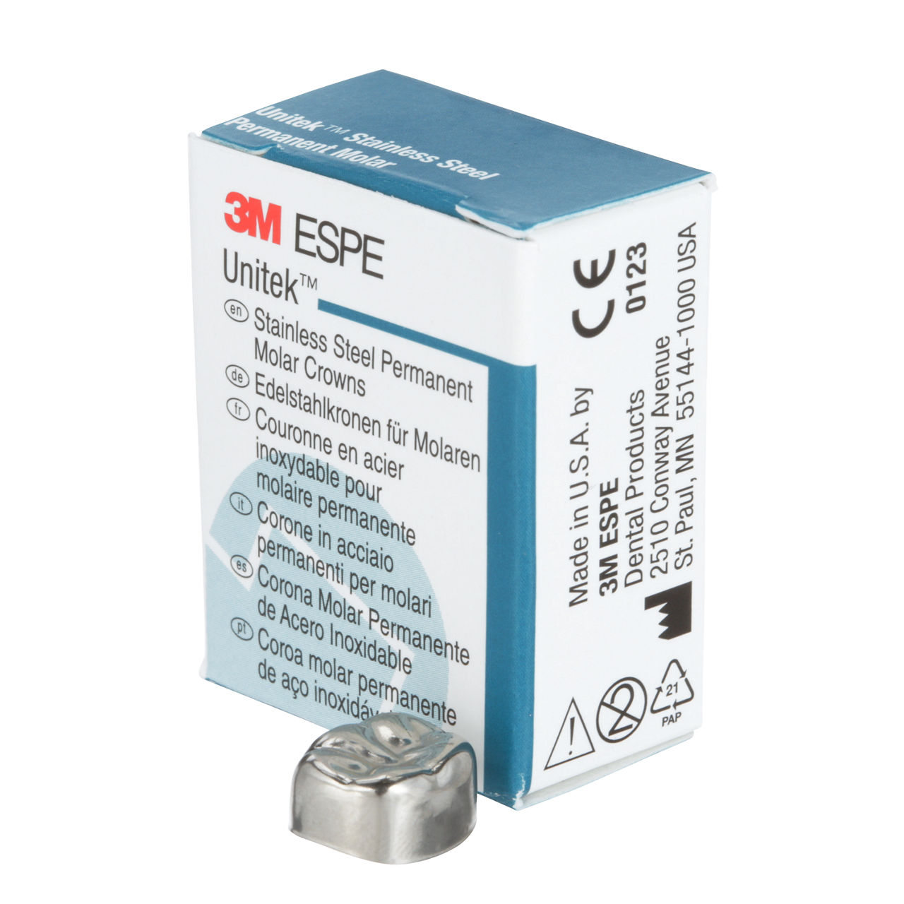 3M ESPE Unitek Stainless Steel First Permanent Molar Crown, 900343, lower right, size 3