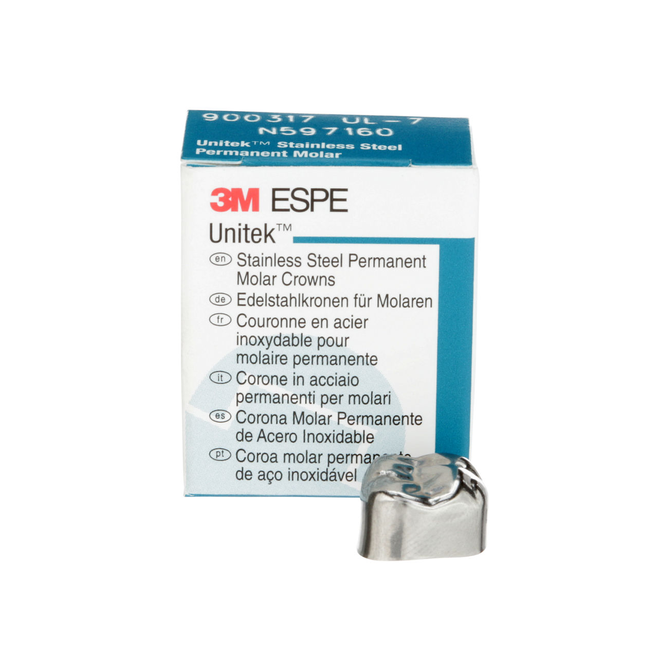 3M™ Unitek™ Stainless Steel Permanent Molar Crowns, 900317, UpperLeftFirst Permanent Molar, Size 7, 5 Crowns
