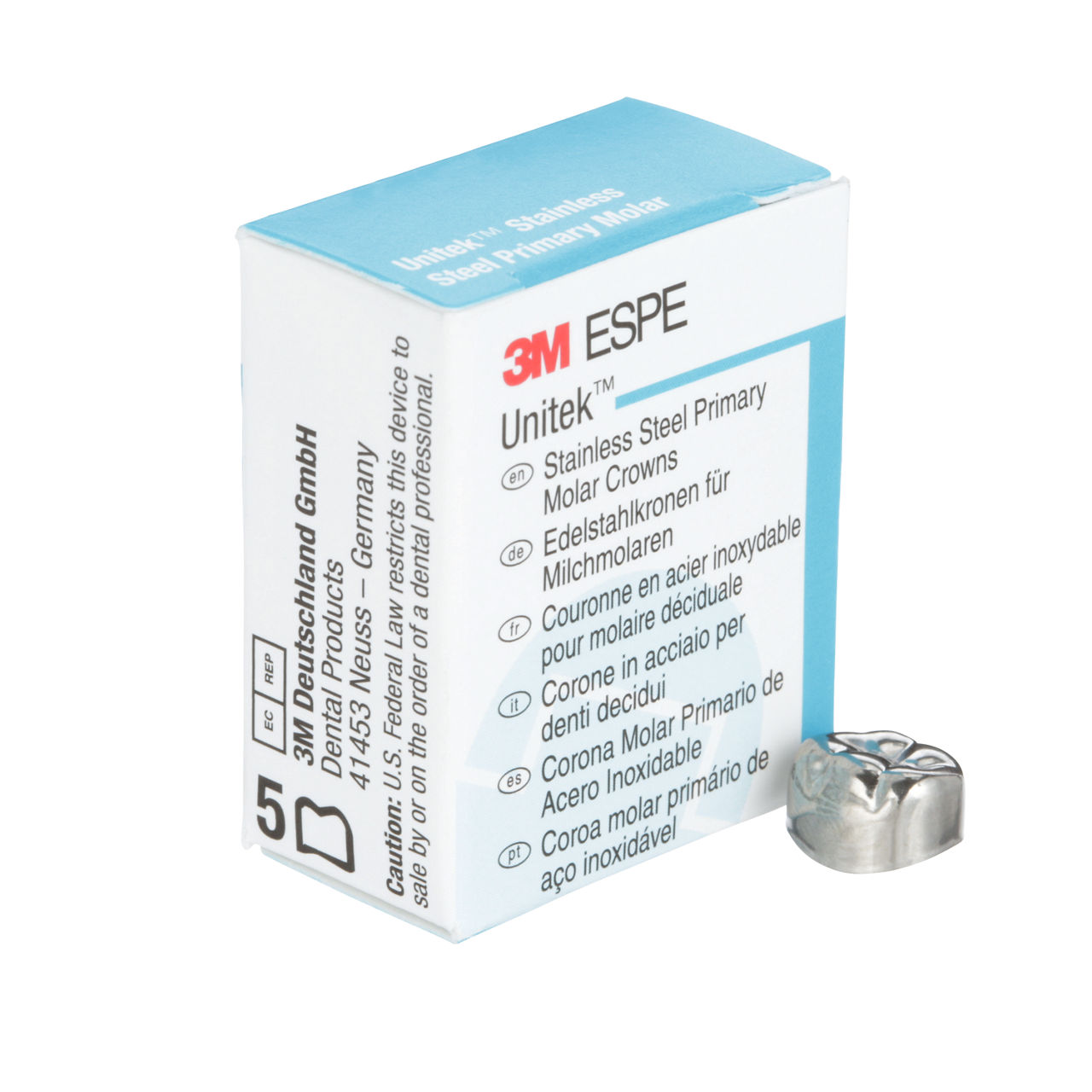 3M ESPE Unitek Stainless Steel Second Primary Molar Crown, 900243, lower right, size 3