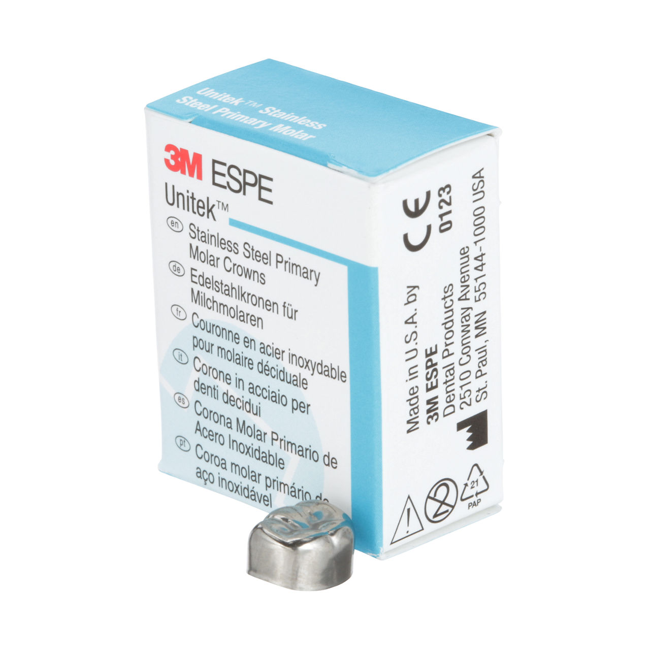 3M ESPE Unitek Stainless Steel Second Primary Molar Crown, 900243, lower right, size 3