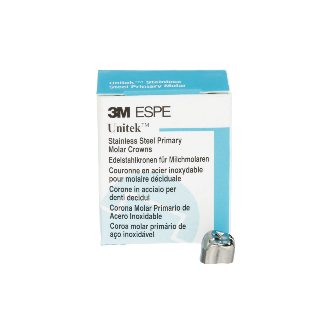 3M™ Unitek™ Stainless Steel Primary Molar Crowns, 900241, Lower RightSecond Primary Molar, Size 1, 5 Crowns