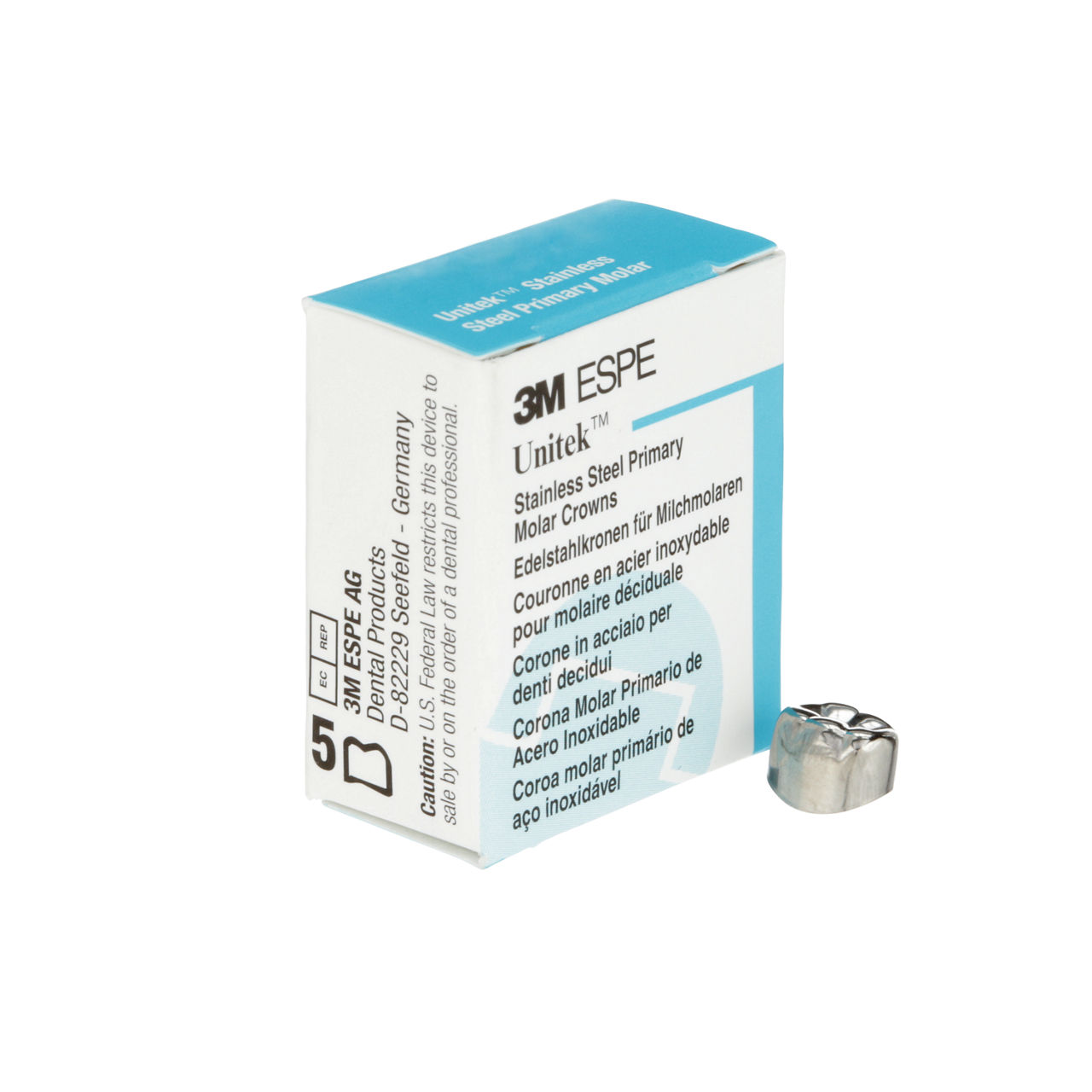 3M ESPE Unitek Stainless Steel Second Primary Molar Crown, 900241, lower right, size 1