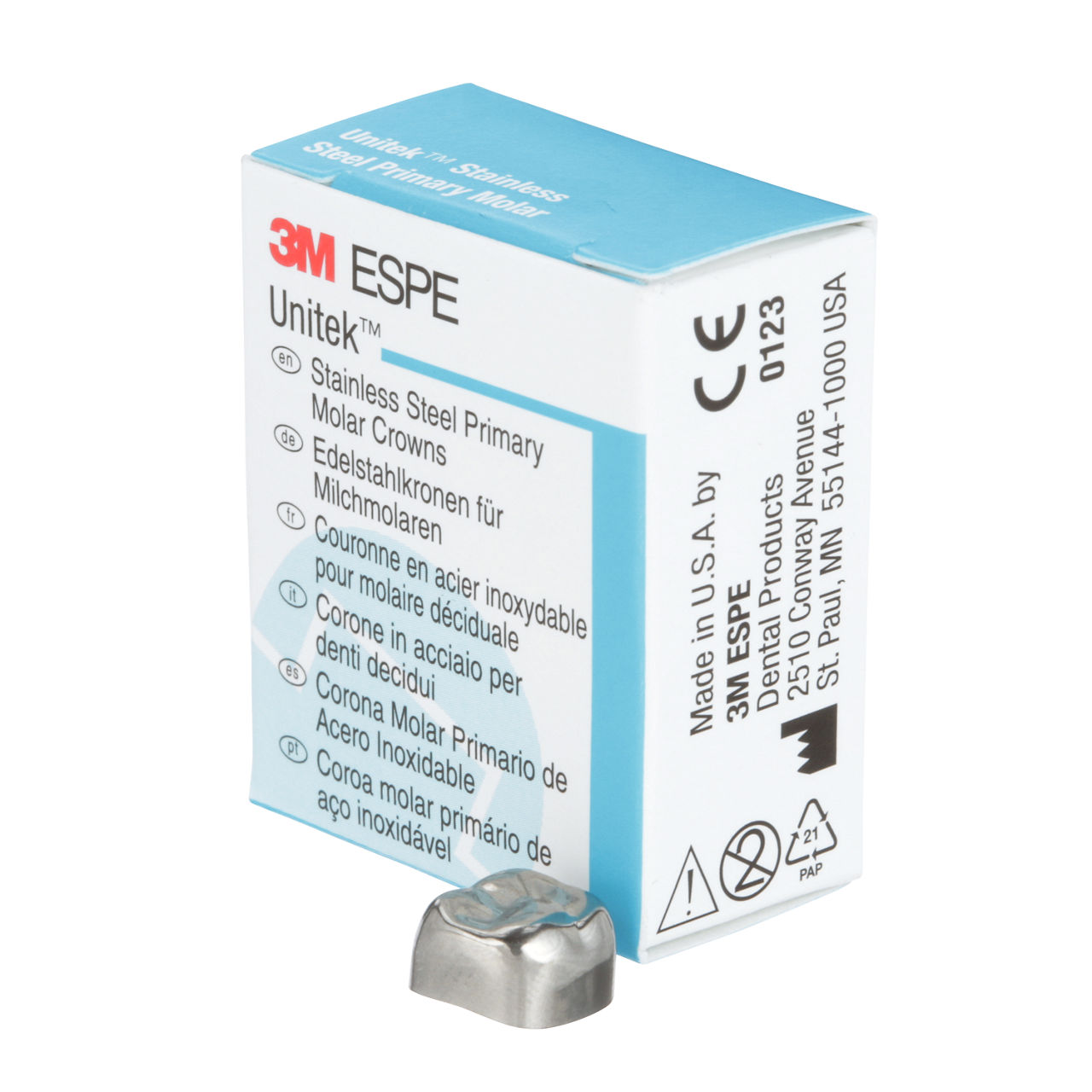 3M ESPE Unitek Stainless Steel Second Primary Molar Crown, 900221, upper right, size 1