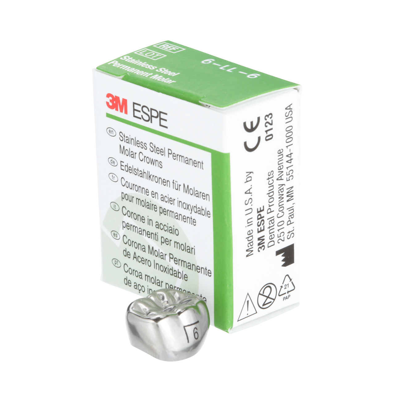 6-LL-6 SS 1ST PERM MOLAR CROWN 5/PAC