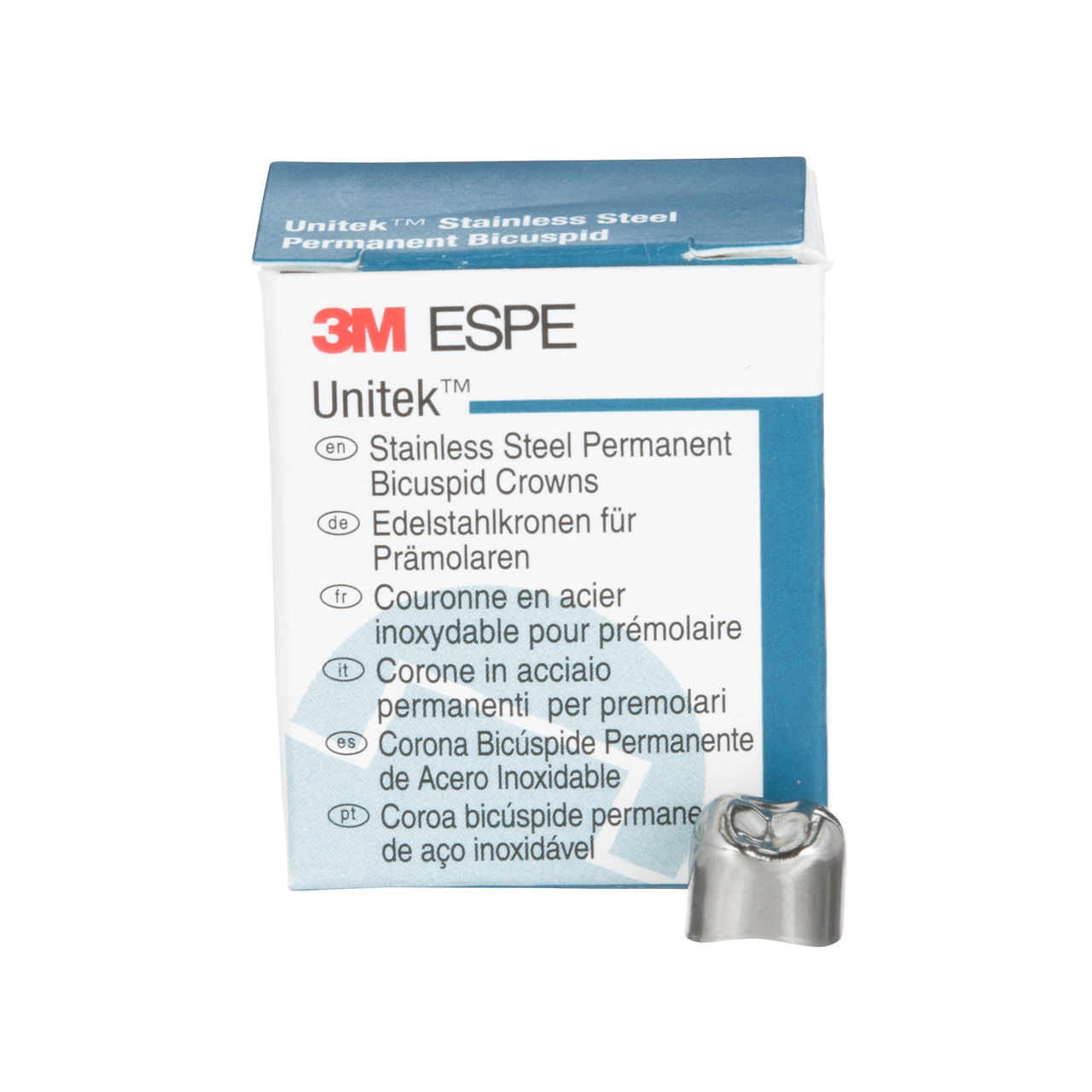 3M™ Unitek™ Stainless Steel Permanent Bicuspid Crowns, 900521,UpperRight First Bicuspid, Size 1, 5 Crowns