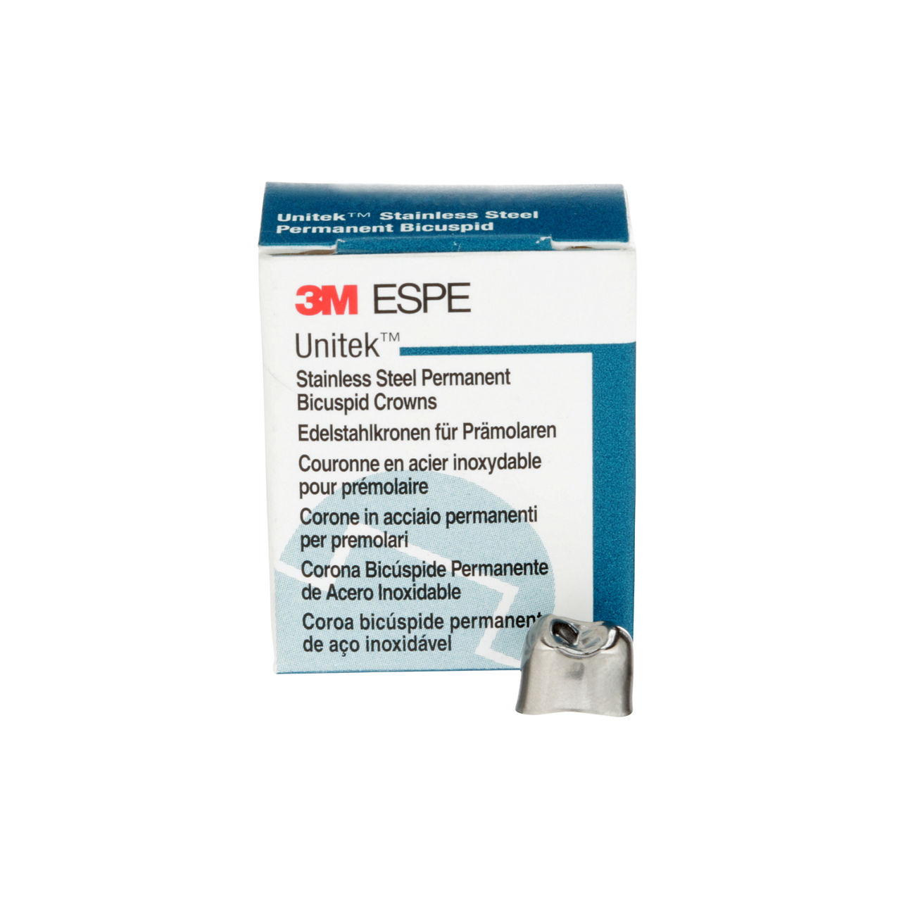 3M™ Unitek™ Stainless Steel Permanent Bicuspid Crowns, 900522,UpperRight First Bicuspid, Size 2, 5 Crowns