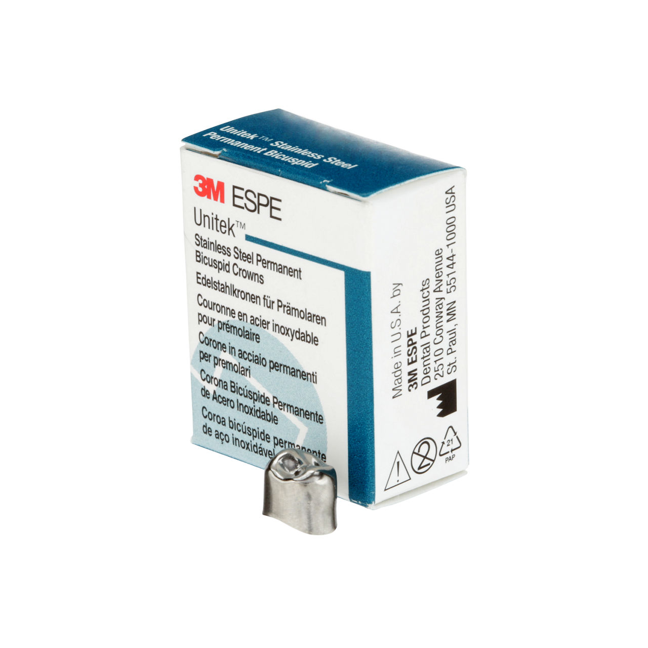 3M ESPE Unitek Stainless Steel Permanent First Bicuspid Crown, 900522, upper right, size 2