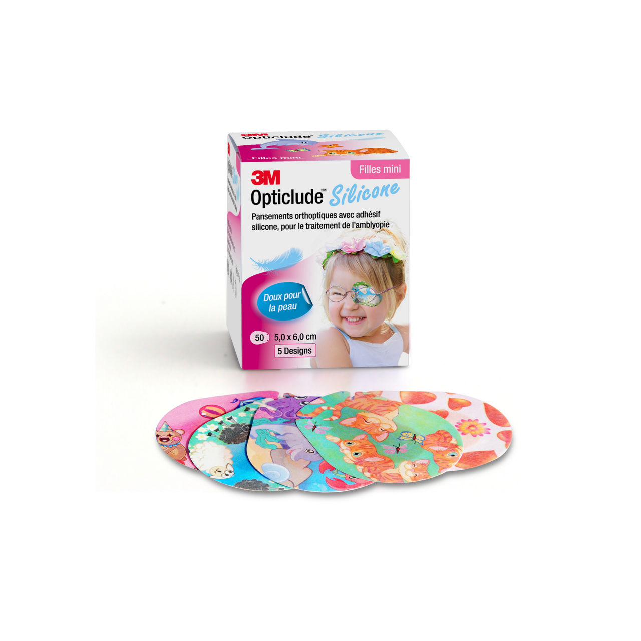 3M™ Opticlude™ Silicone Augenpflaster pick'n'mix,2737 PG, Silicone,Mini, Girls, 5 cmx 6 cm, 50/ Pack, 12 Pack/ Case