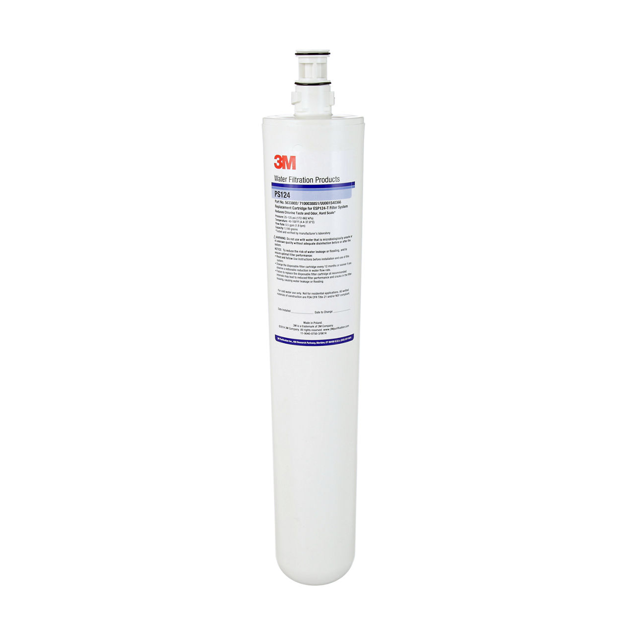 3M™ Water Filtration Products Model PS124 Espresso Replacement Cartridge, 5633802