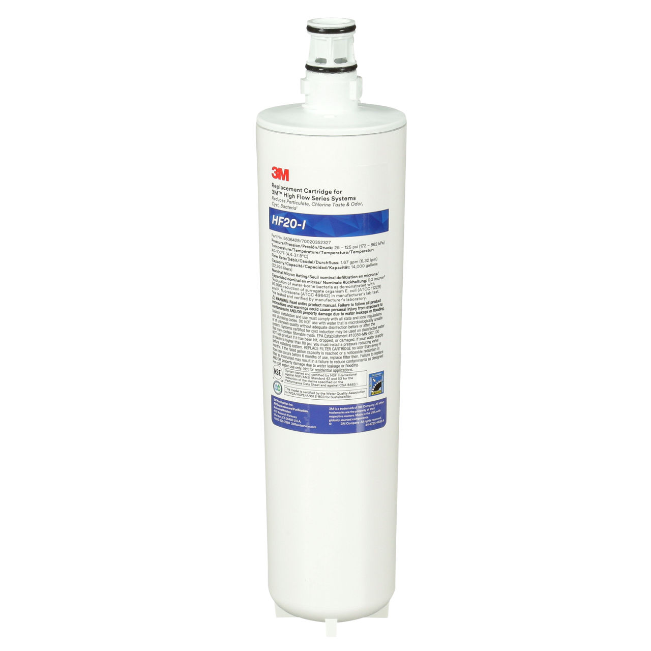 3M™ High Flow Series Filter Cartridge HF20-I, 5636428, 0.2 um NOM, 1.67gpm, 14000 gal, 6/Case