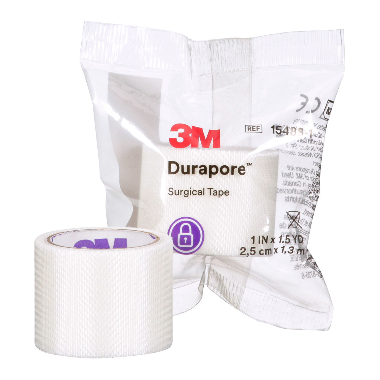 3M™ Durapore™ Chirurgische Hechtpleister, 1548S-1 , 2,5 cm x 1,37 m, individueel verpakt, 100 stuks/doos