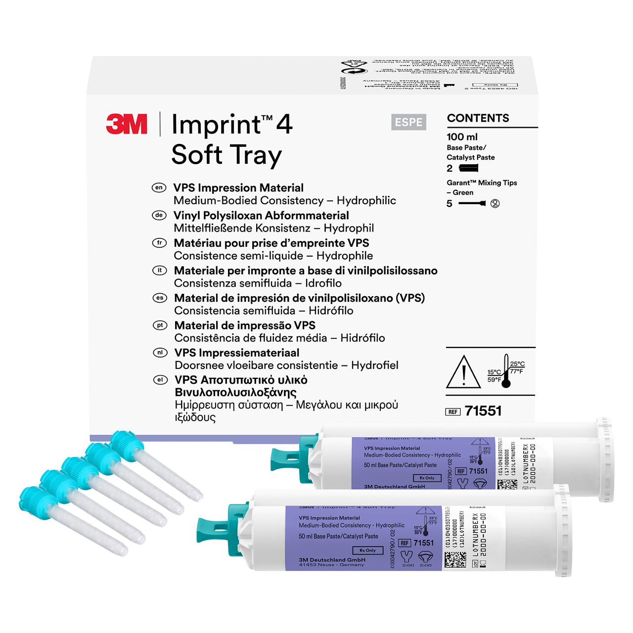 3M™ インプリント™ 4 印象材 ソフト トレイ ボディ リフィルパック, 71551, 2 本/箱