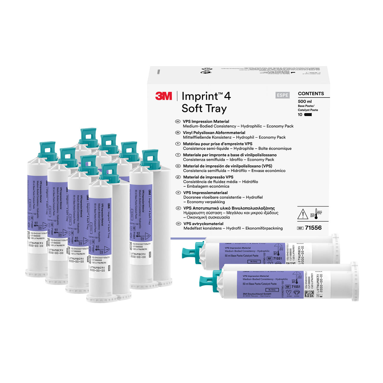 3M™ インプリント™ 4 印象材 ソフト トレイ ボディ リフィルパック, 71556, 10 本/箱