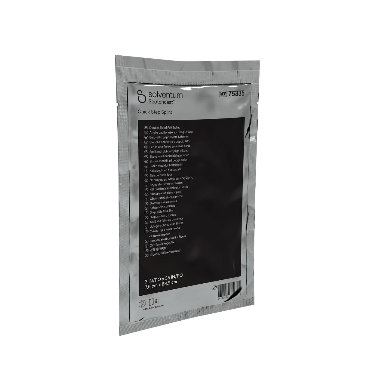 Solventum™ Scotchcast™ Quick Step Splint, 75335, 3 in x 35 in (7.6 cm x 88.9 cm), 10/CS - Front, Left, In Packaging (1L1)