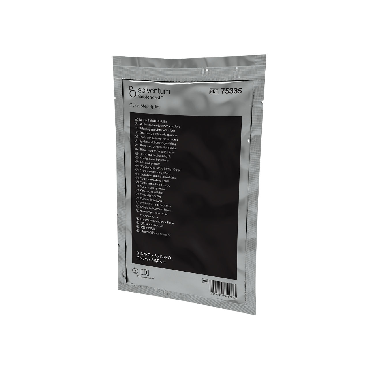 Solventum™ Scotchcast™ Quick Step Splint, 75335, 3 in x 35 in (7.6 cm x 88.9 cm), 10/CS - Front, Right, In Packaging (1R1)