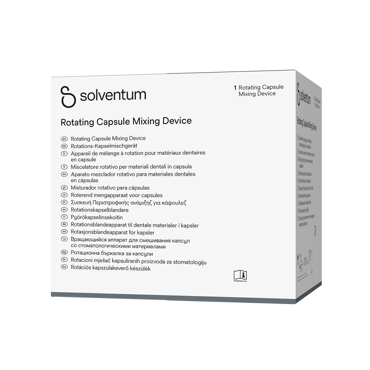 Solventum™ Rotating Capsule Mixing Device, 76305, 230 V / 50 Hz - Front, Right, In Packaging (1R1)