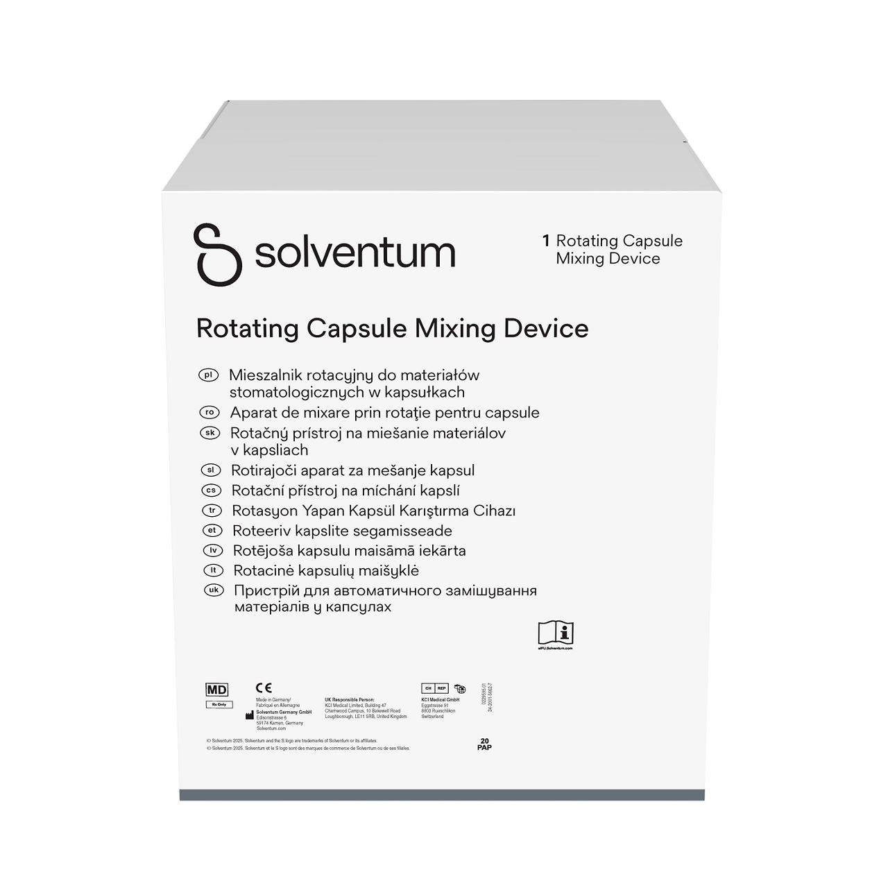 Solventum™ Rotating Capsule Mixing Device, 76305, 230 V / 50 Hz - Left, Center, In Packaging (2C1)