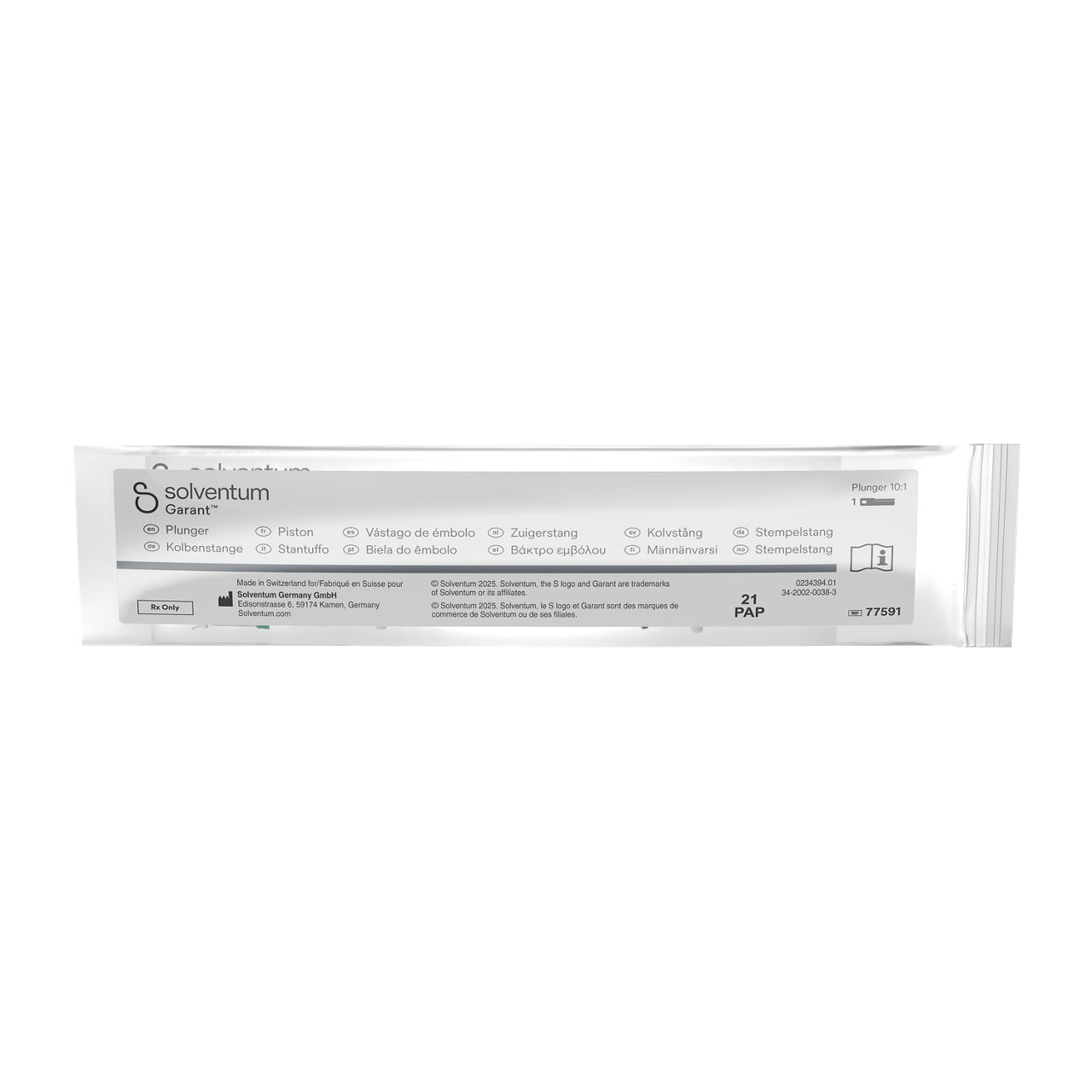 Solventum™ Garant™ Plunger, 77591, 10:1, 1 EA - Front, Center, In Packaging (1C1)
