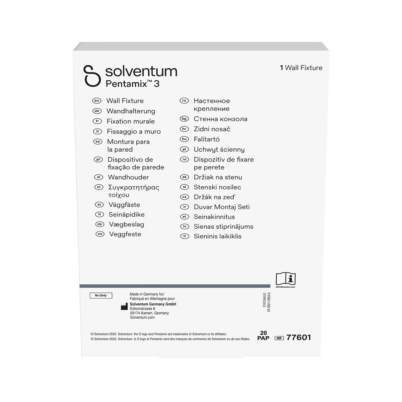 Solventum™ Pentamix™ 3 Wall Fixture, 77601 - Front, Center, In Packaging (1C1)