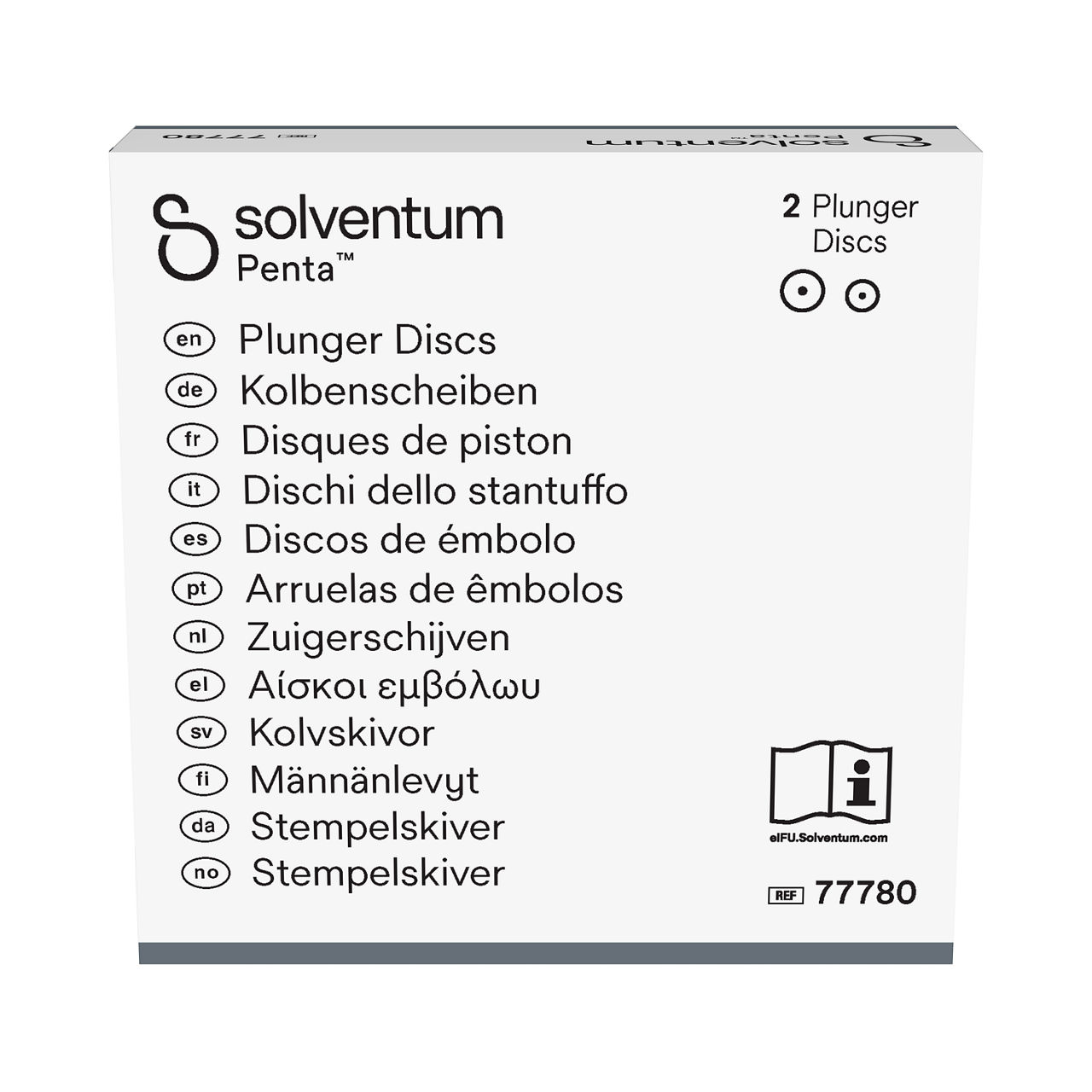 Solventum™ Penta™ Plunger Discs, 77780 - Front, Center, In Packaging (1C1)