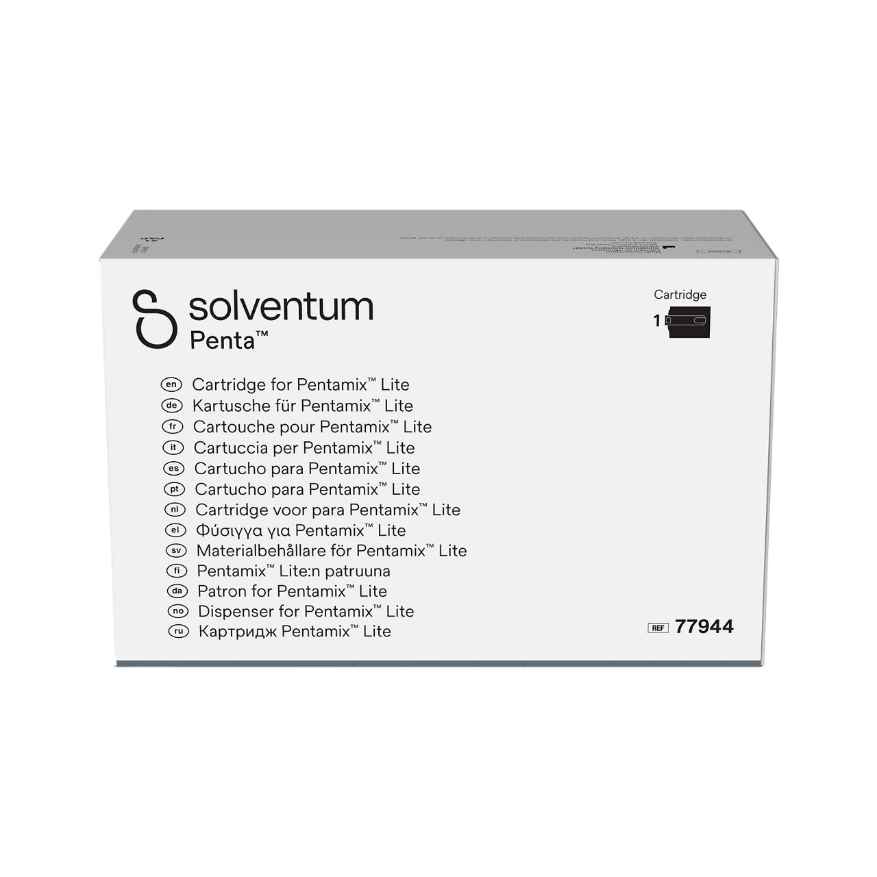 Solventum™ Penta™ Cartridge for Pentamix™ Lite, 77944 - Front, Center, In Packaging (1C1)