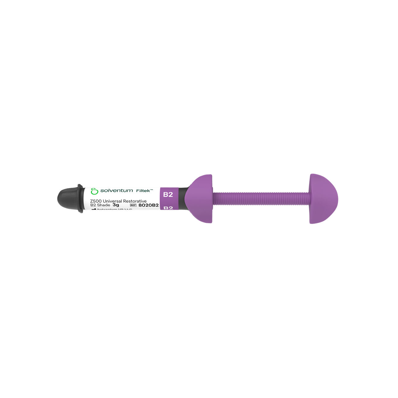 Solventum™ Filtek™ Z500 Universal Restorative, 8020B2, B2, 3 g, Syringe - Front, Center, Out of Packaging (1C0)