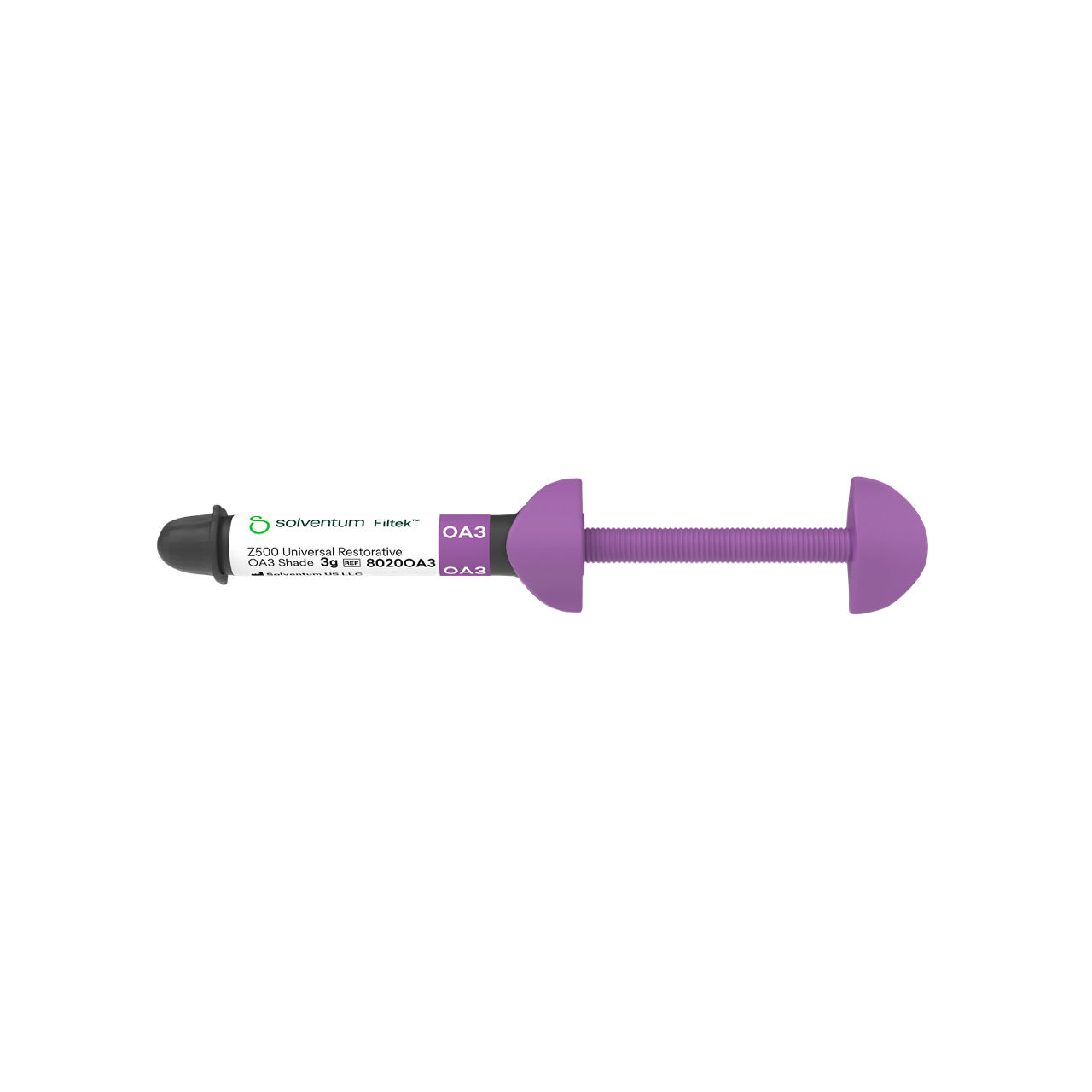 Solventum™ Filtek™ Z500 Universal Restorative, 8020OA3, OA3, 3 g, Syringe - Front, Center, Out of Packaging (1C0)
