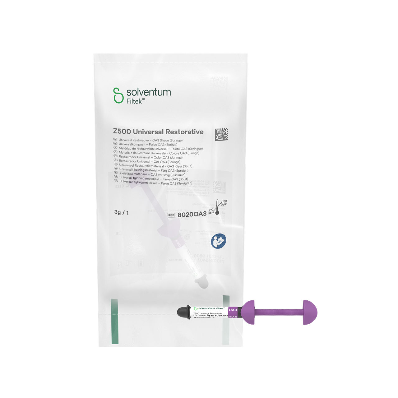 Solventum™ Filtek™ Z500 Universal Restorative, 8020OA3, OA3, 3 g, Syringe, 1 EA