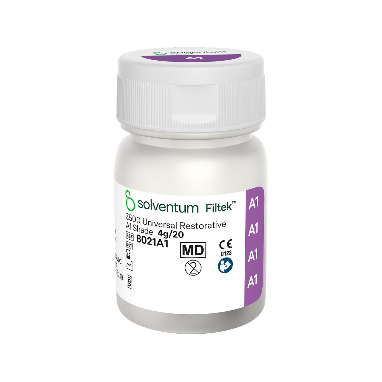 Solventum™ Filtek™ Z500 Universal Restorative, 8021A1, A1, 0.2 g, Capsule, 20/BT - Front, Center, Out of Packaging (1C0)