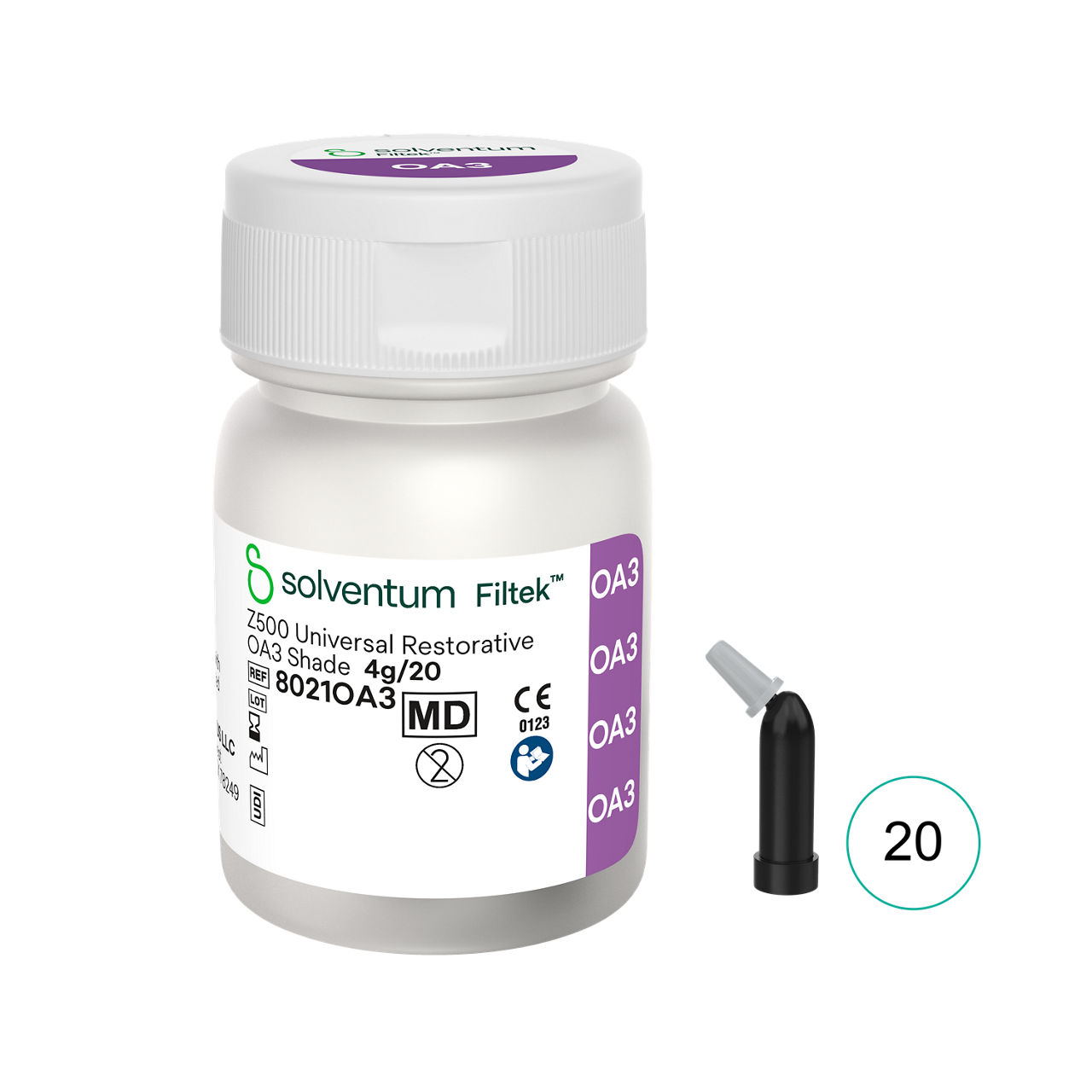 Solventum™ Filtek™ Z500 Universal Restorative, 8021OA3, OA3, 0.2 g, Capsule, 20/BT