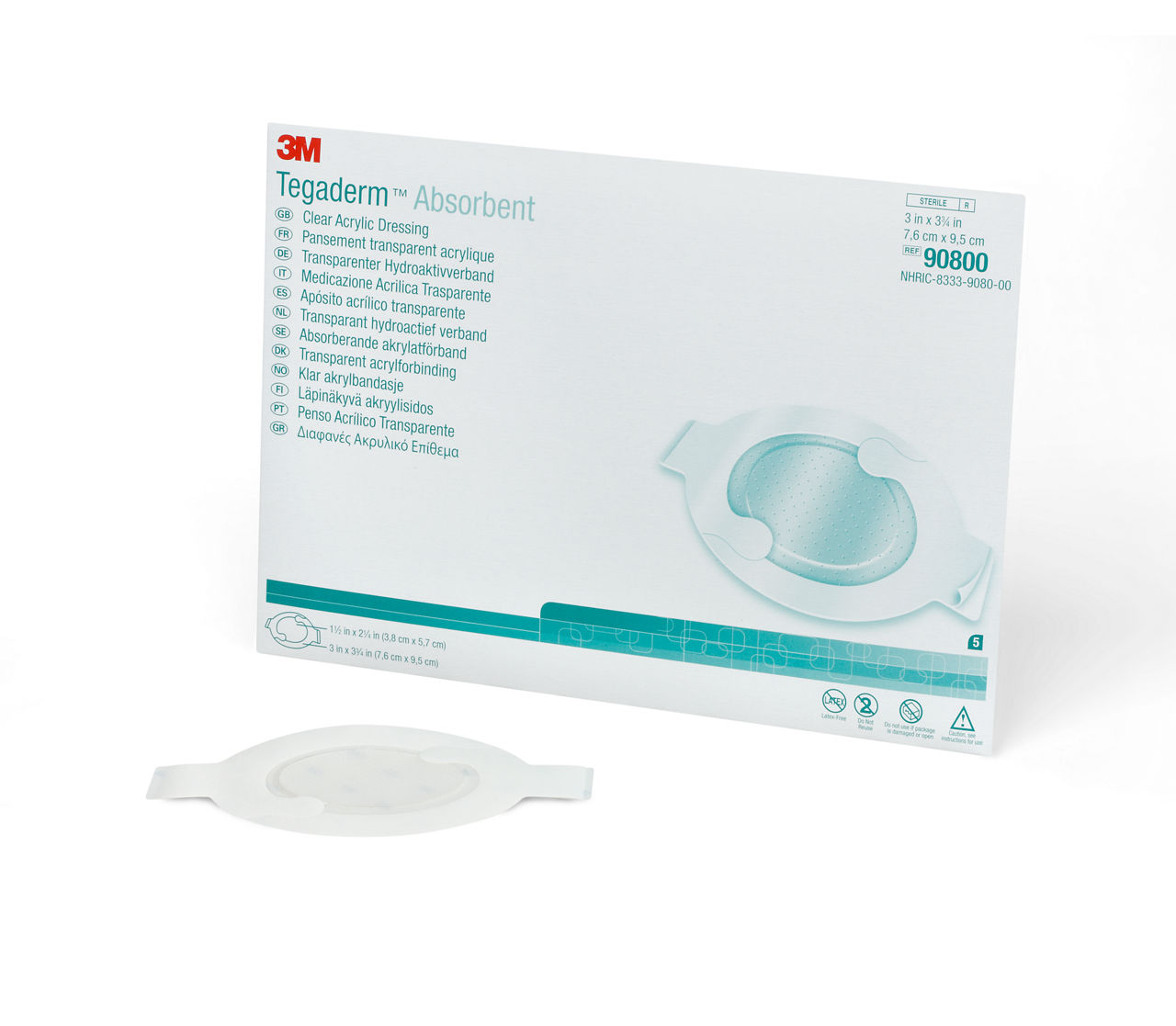 3M™ Tegaderm™ Absorbent, 90800, 7,6 cm x 9,5 cm, Ovaal