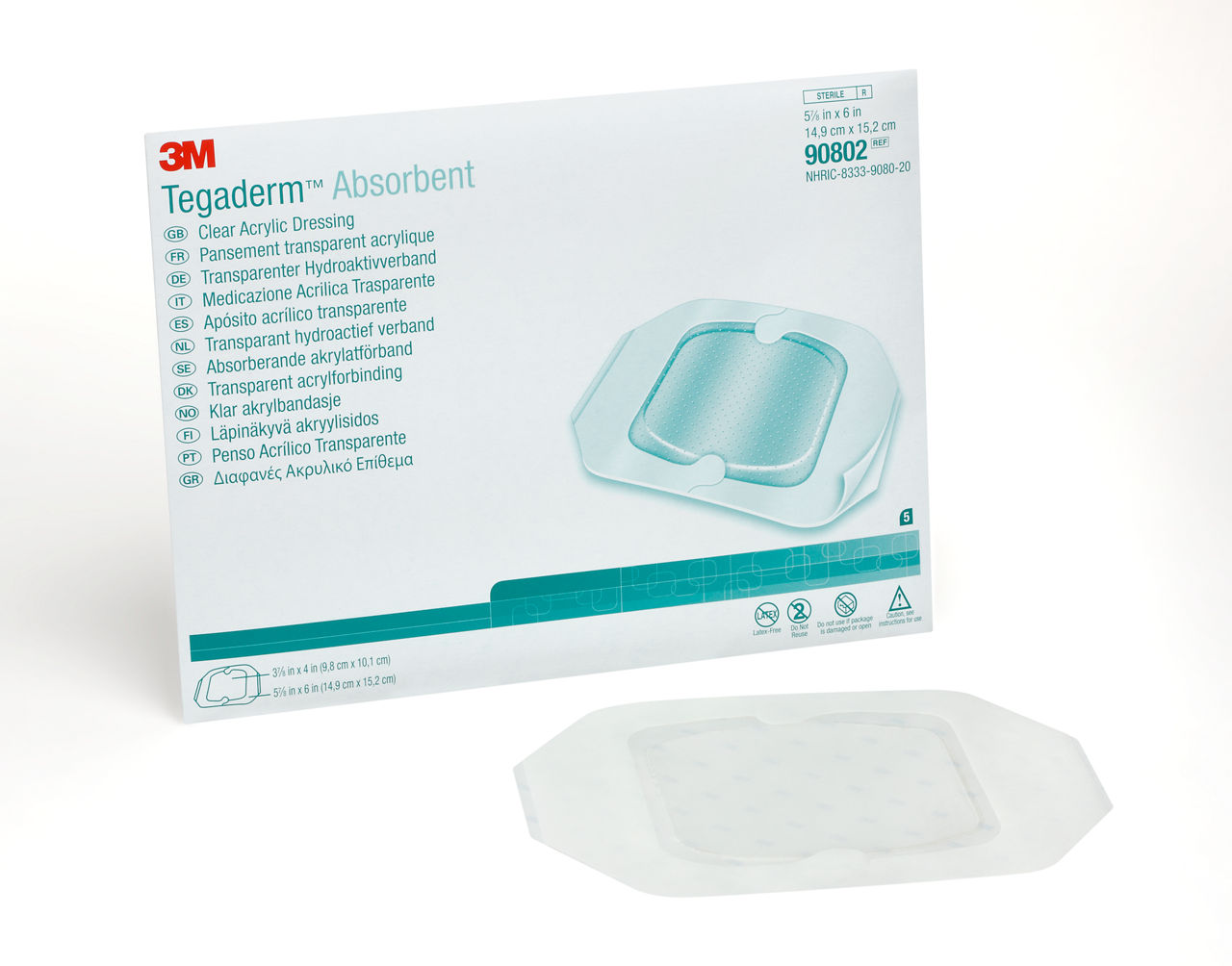 3M™ Tegaderm™ Absorbent, 90802, 14,9 cm x 15 cm, Vierkant