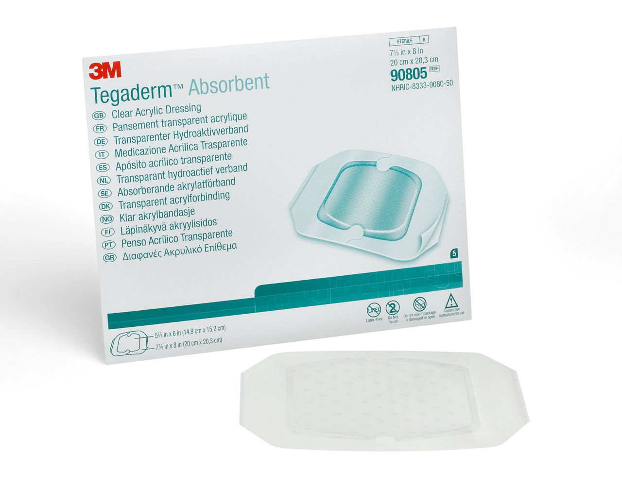 3M™ Tegaderm™ Absorbent, 90805, 20,3 cm x 20 cm, Vierkant