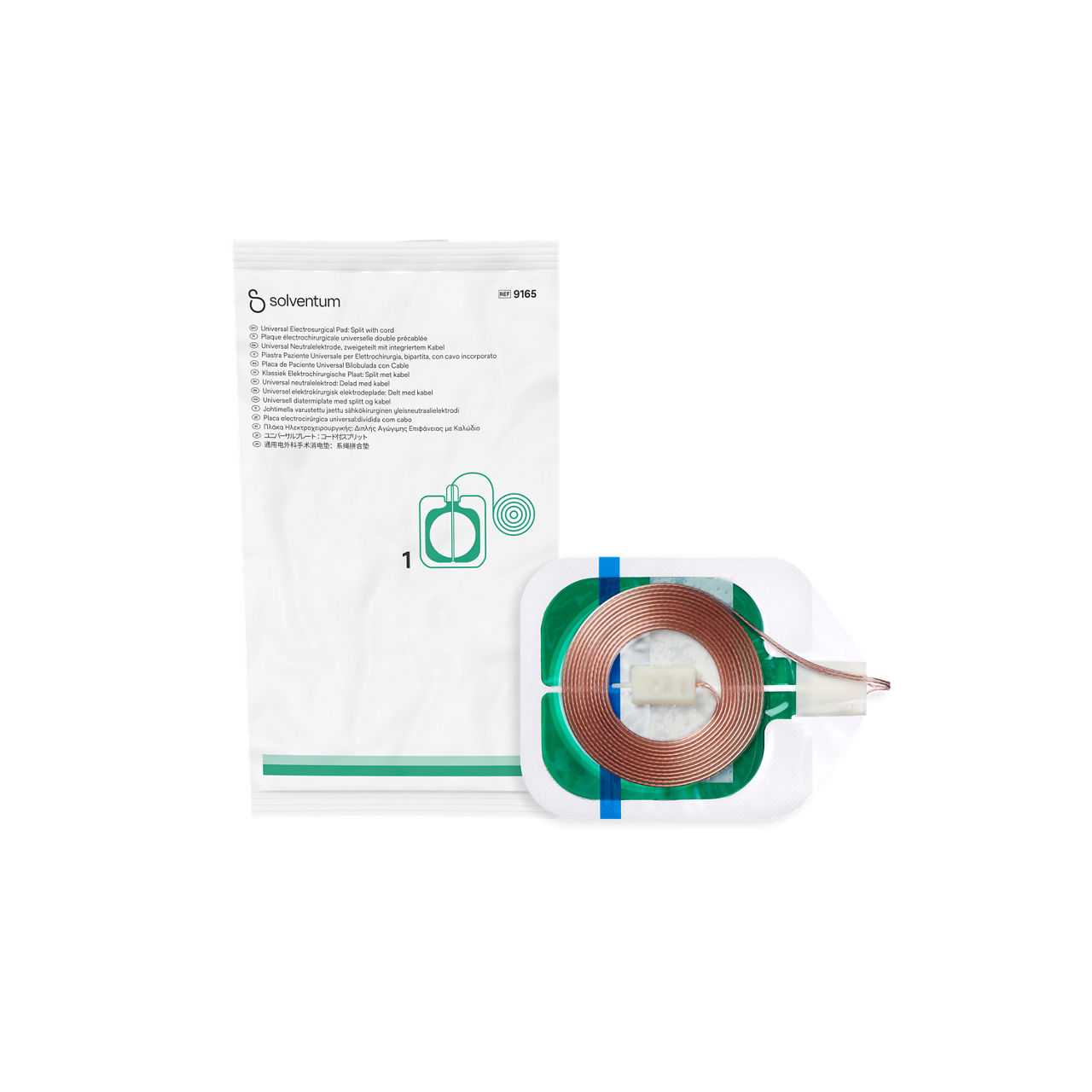 Solventum™ Universal electrosurgical pad, 9165, split with cord, 1/BAG
