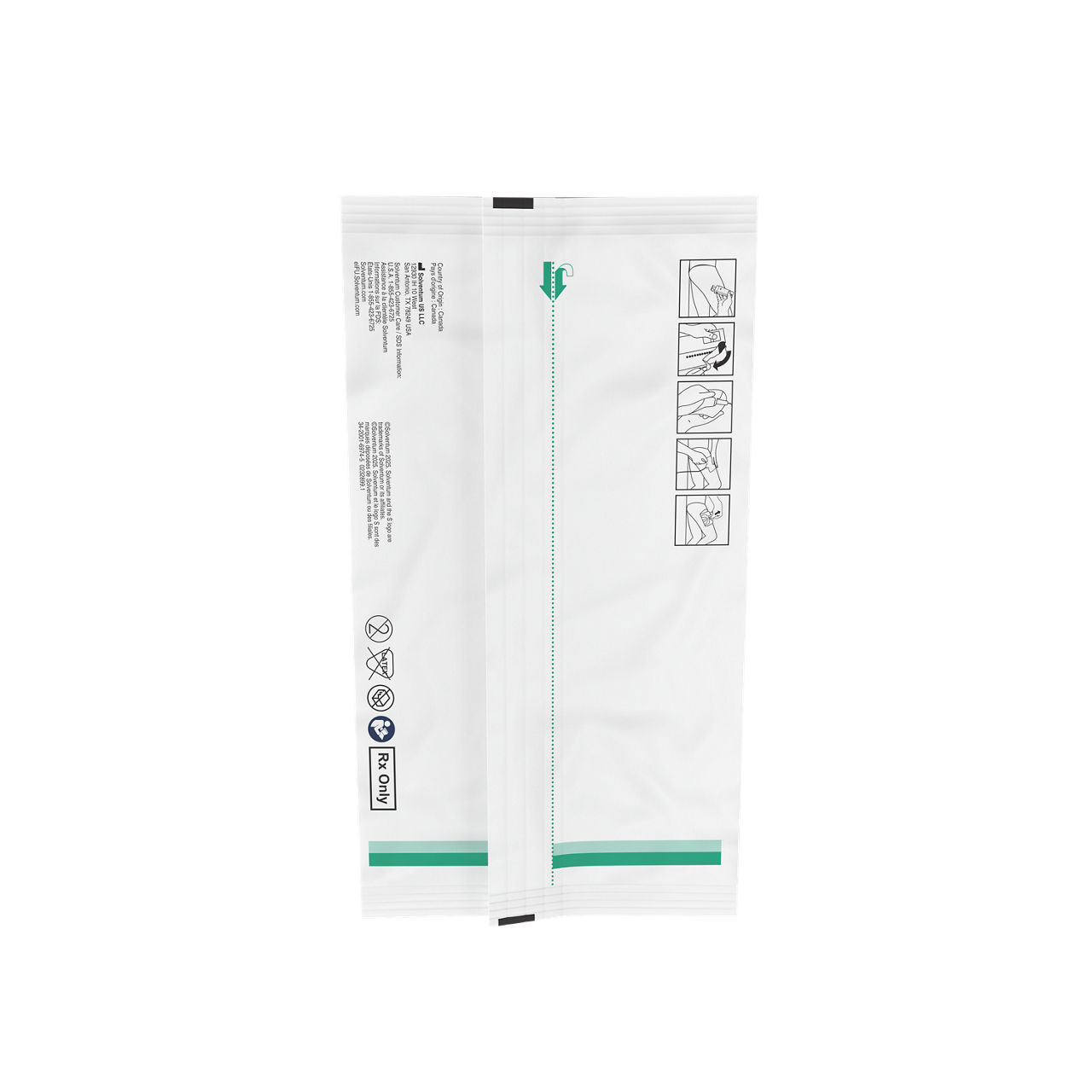 Solventum™ Universal Electrosurgical Plate, 9165 (9165SP Small Pack), 12 cm x 13.5 cm, Split, with Pre-attached Cord, 1/PAC, 40 PAC/CS
 - Back, Center, In Packaging (7C1)