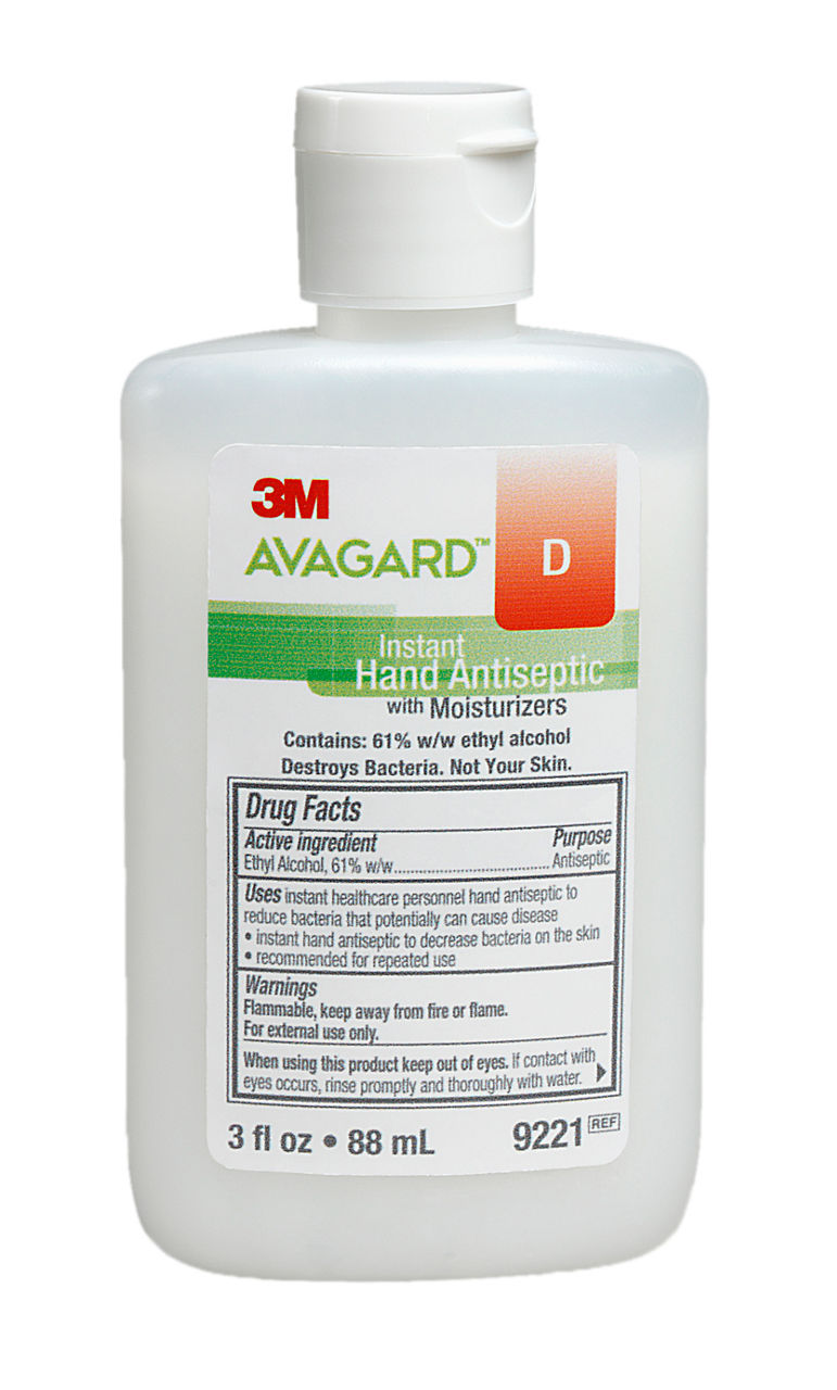 3M™ Avagard™ D Instant Hand Antiseptic with Moisturizers, 9221, 61% w/wethyl alcohol, 88.72 mL, 48 Each/Case